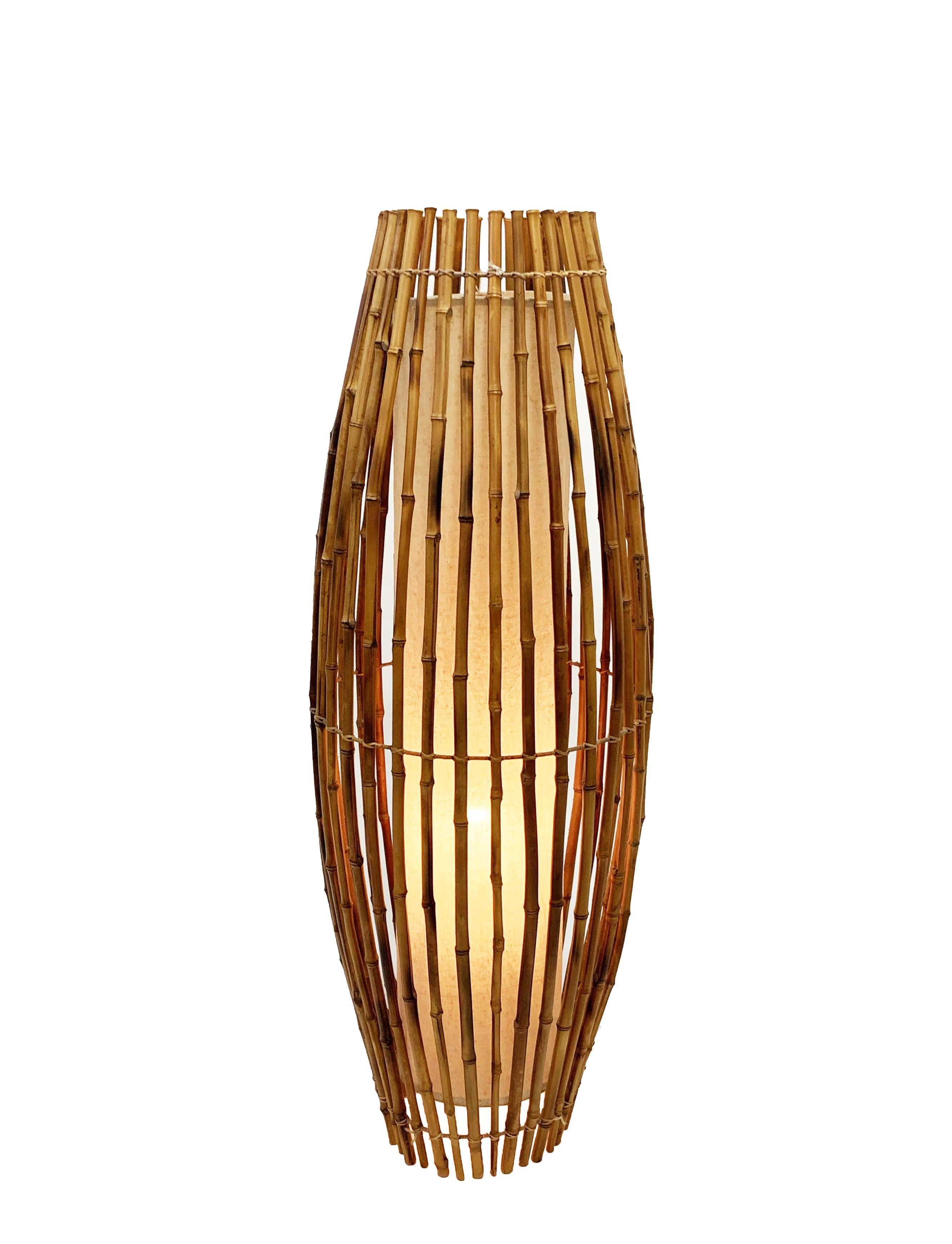 Midcentury Bamboo and Rattan Italian Floor Lamp after Franco Albini, 1960s 3