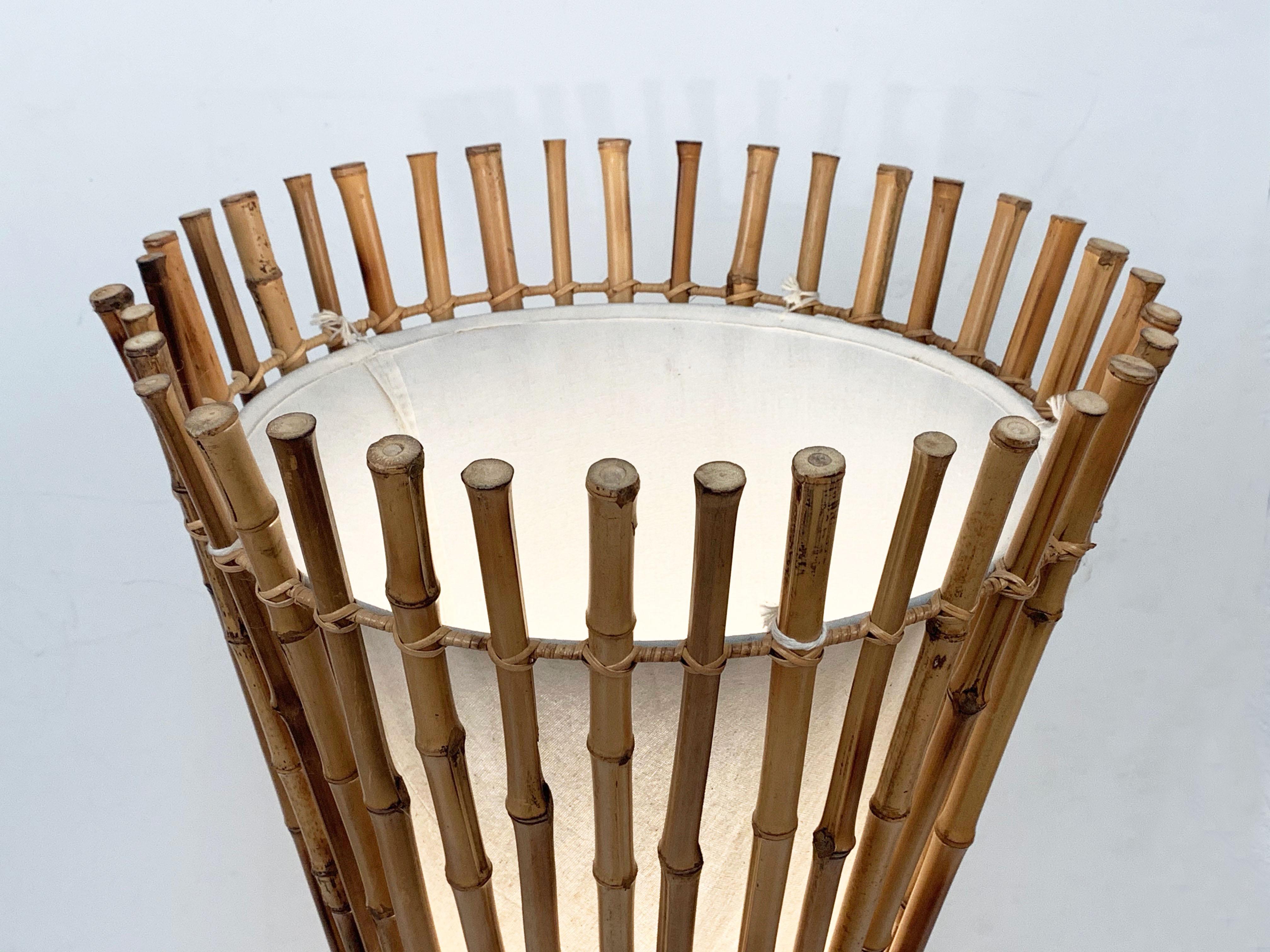 Midcentury Bamboo and Rattan Italian Floor Lamp after Franco Albini, 1960s For Sale 9