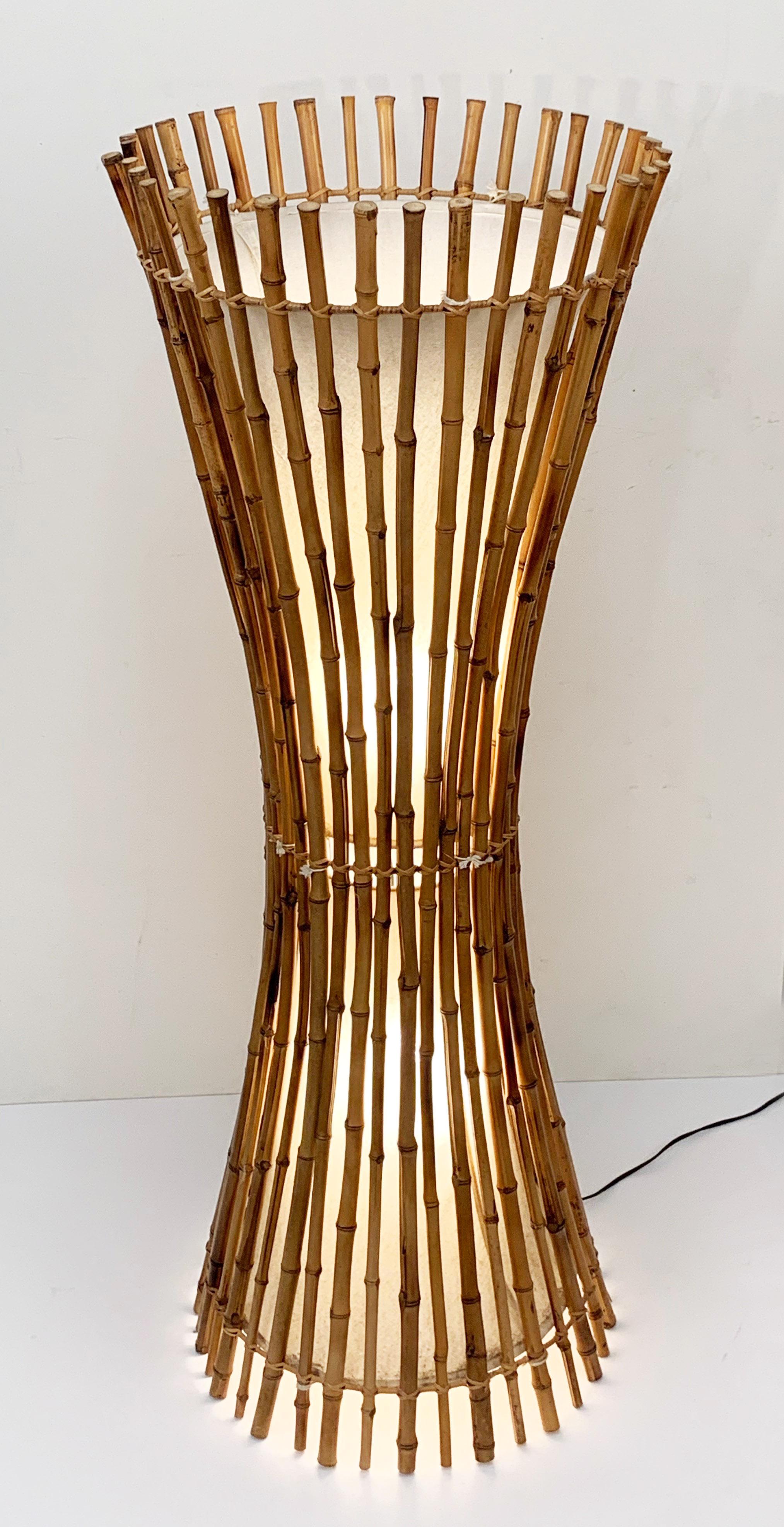 bamboo rattan floor lamp