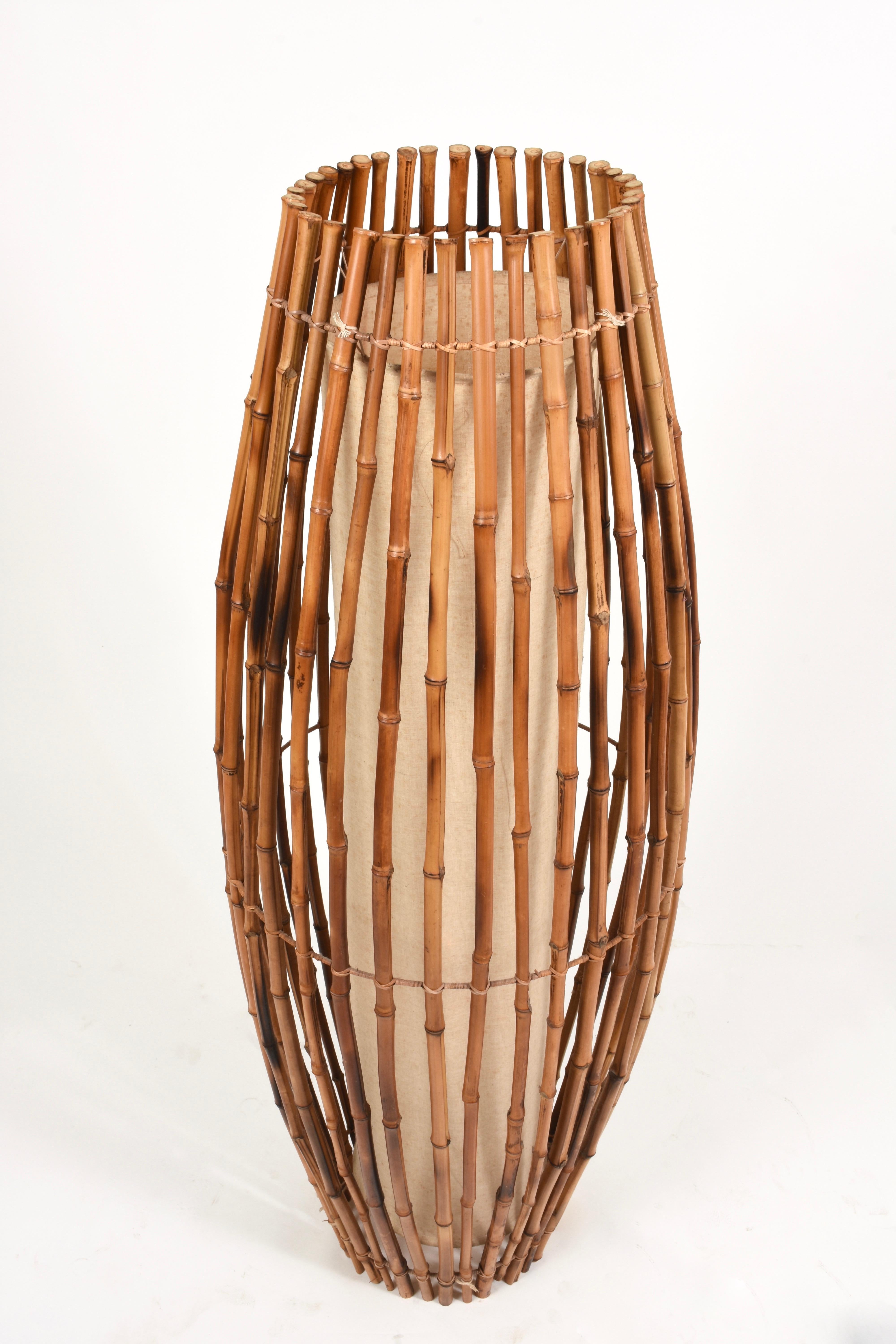 bamboo rattan floor lamp