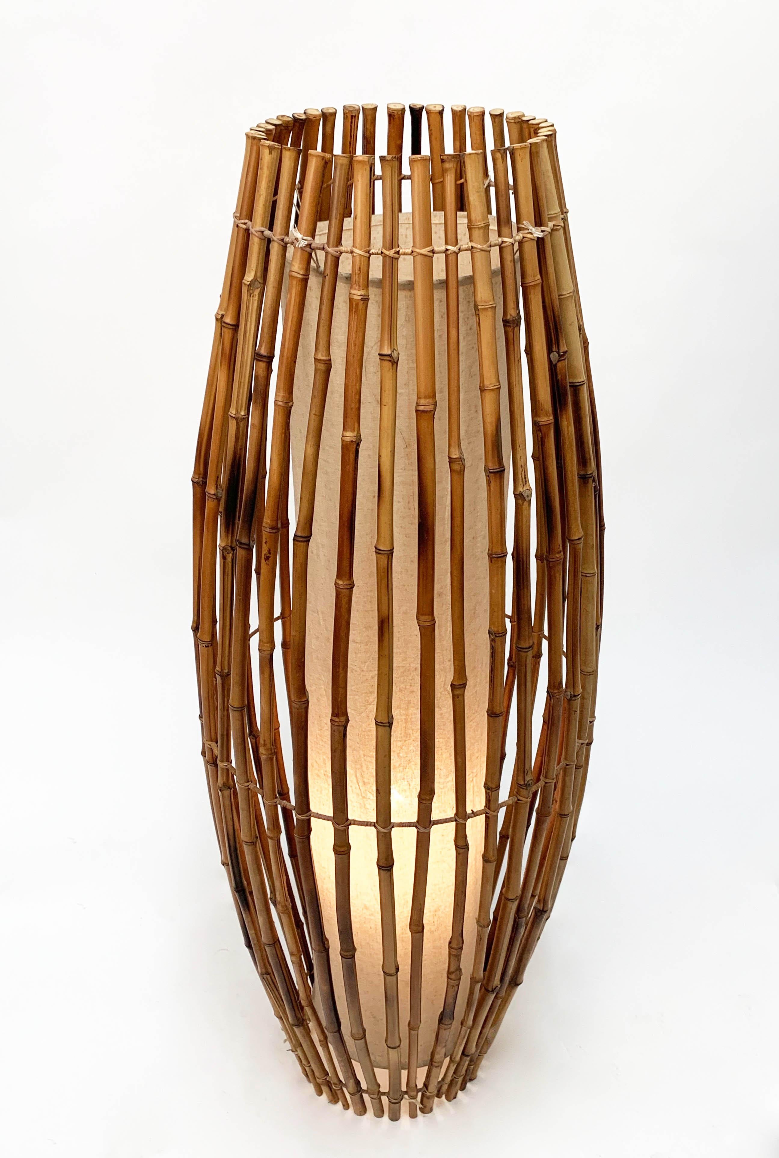Midcentury Bamboo and Rattan Italian Floor Lamp after Franco Albini, 1960s In Good Condition In Roma, IT