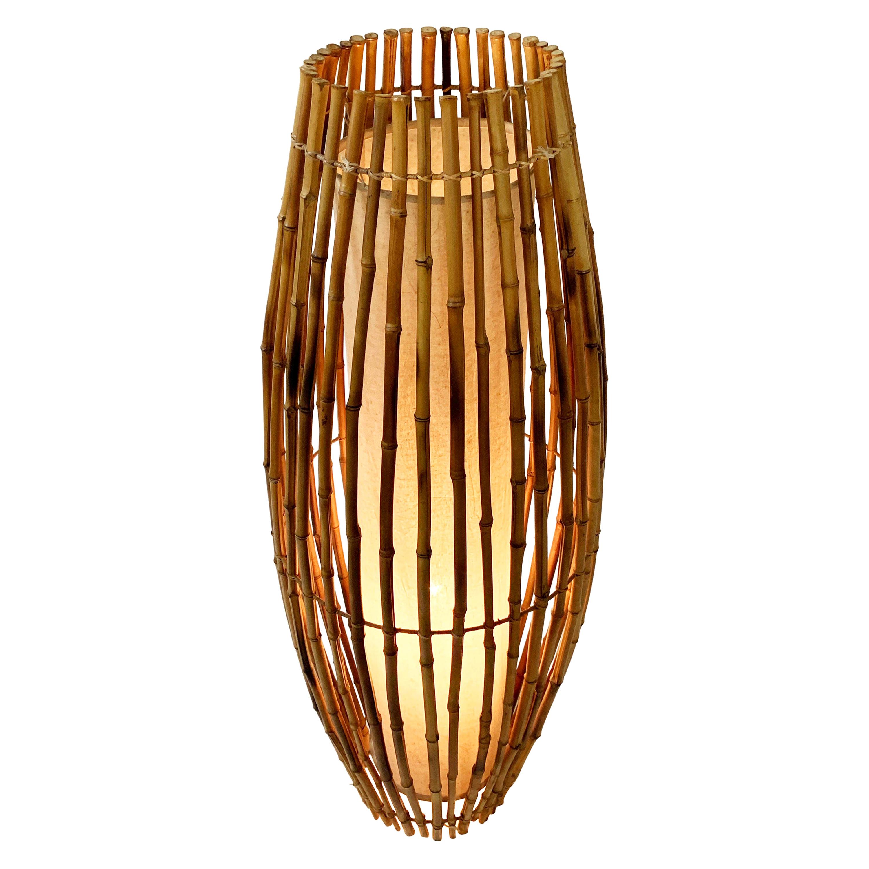 Midcentury Bamboo and Rattan Italian Floor Lamp after Franco Albini, 1960s