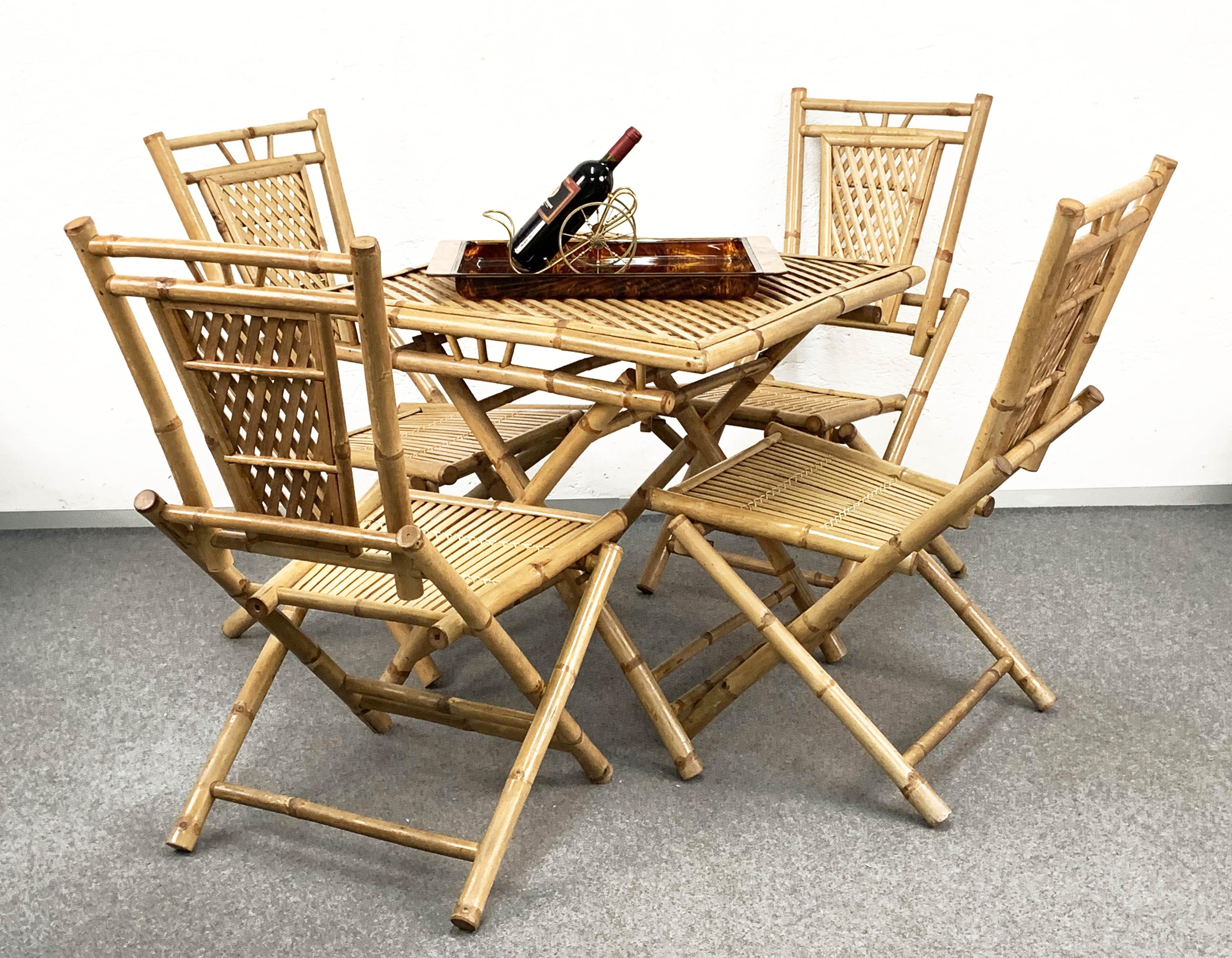 bamboo folding table and chairs set