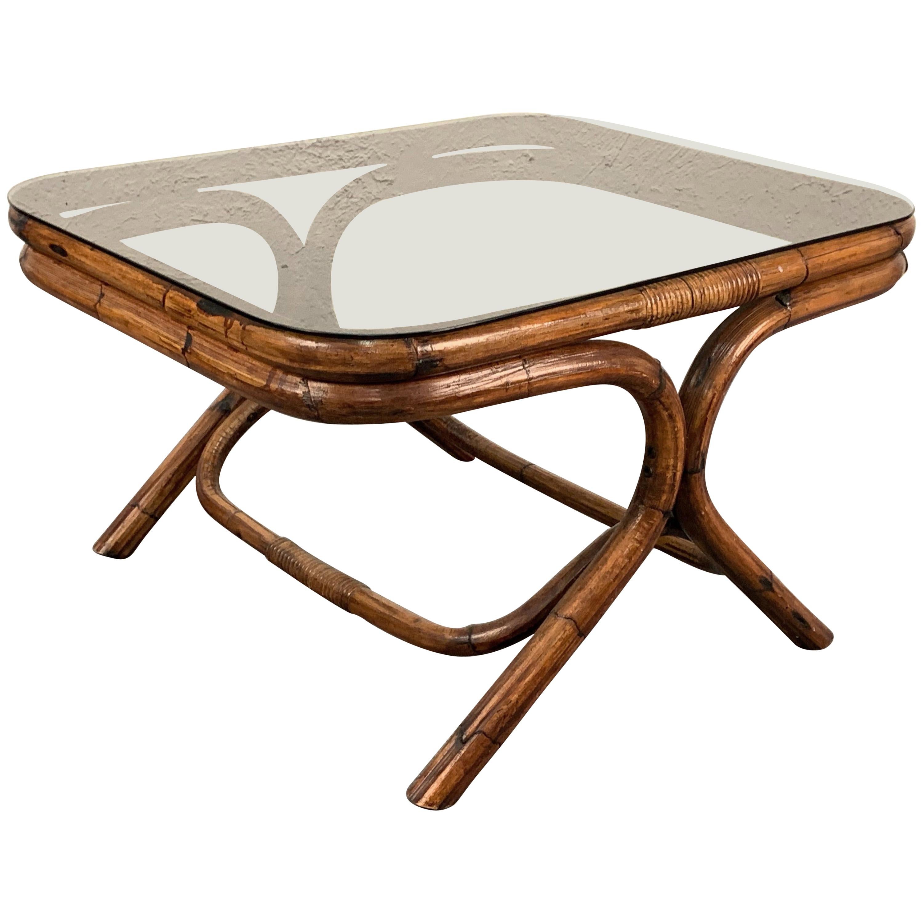 Italian Coffee Table With Glass Top For Sale at 1stdibs