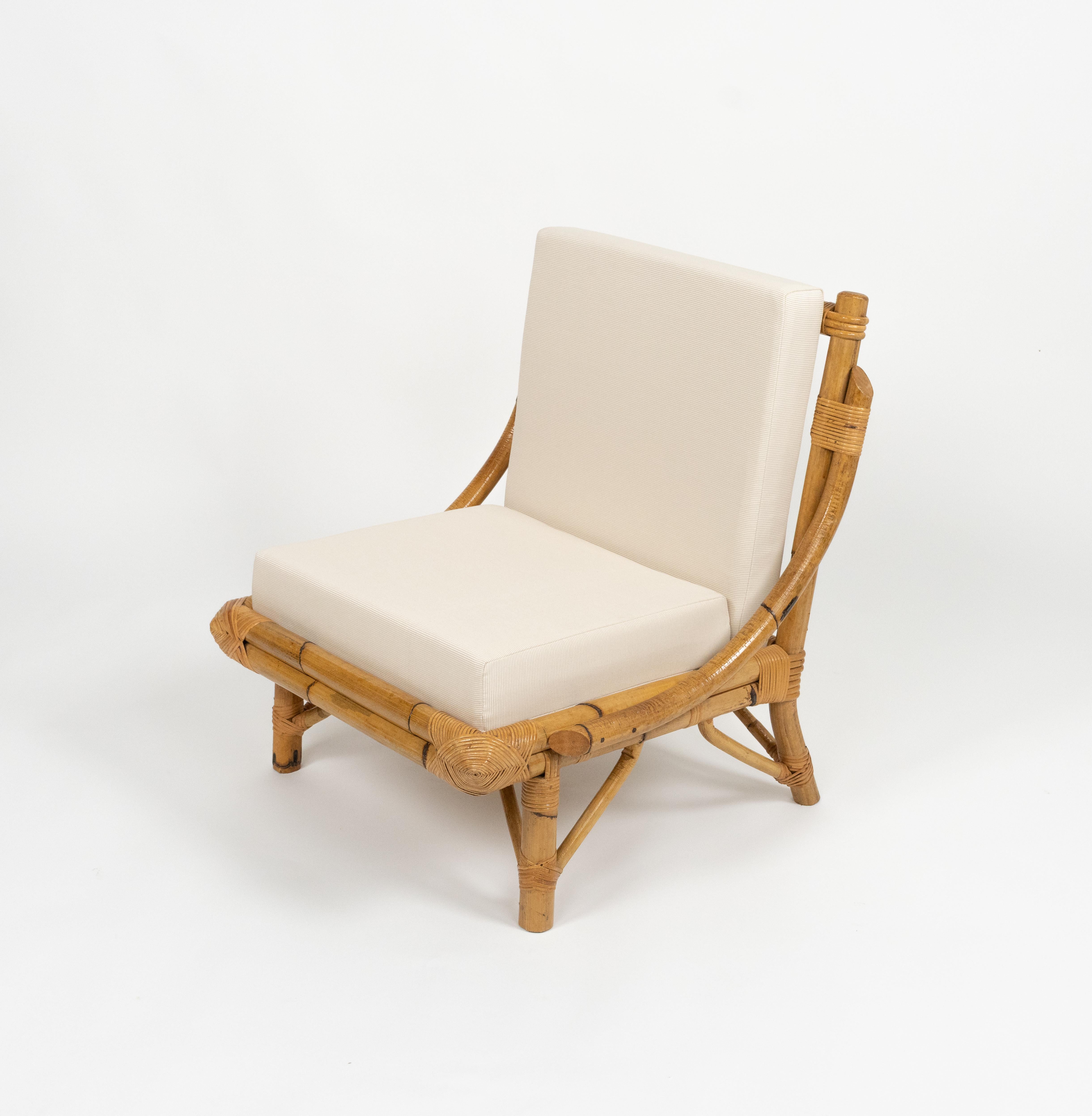 Fine XX secolo Coppia di poltrone in bambù e rattan del Medioevo in stile Vivai del Sud, Italia anni '70 in vendita