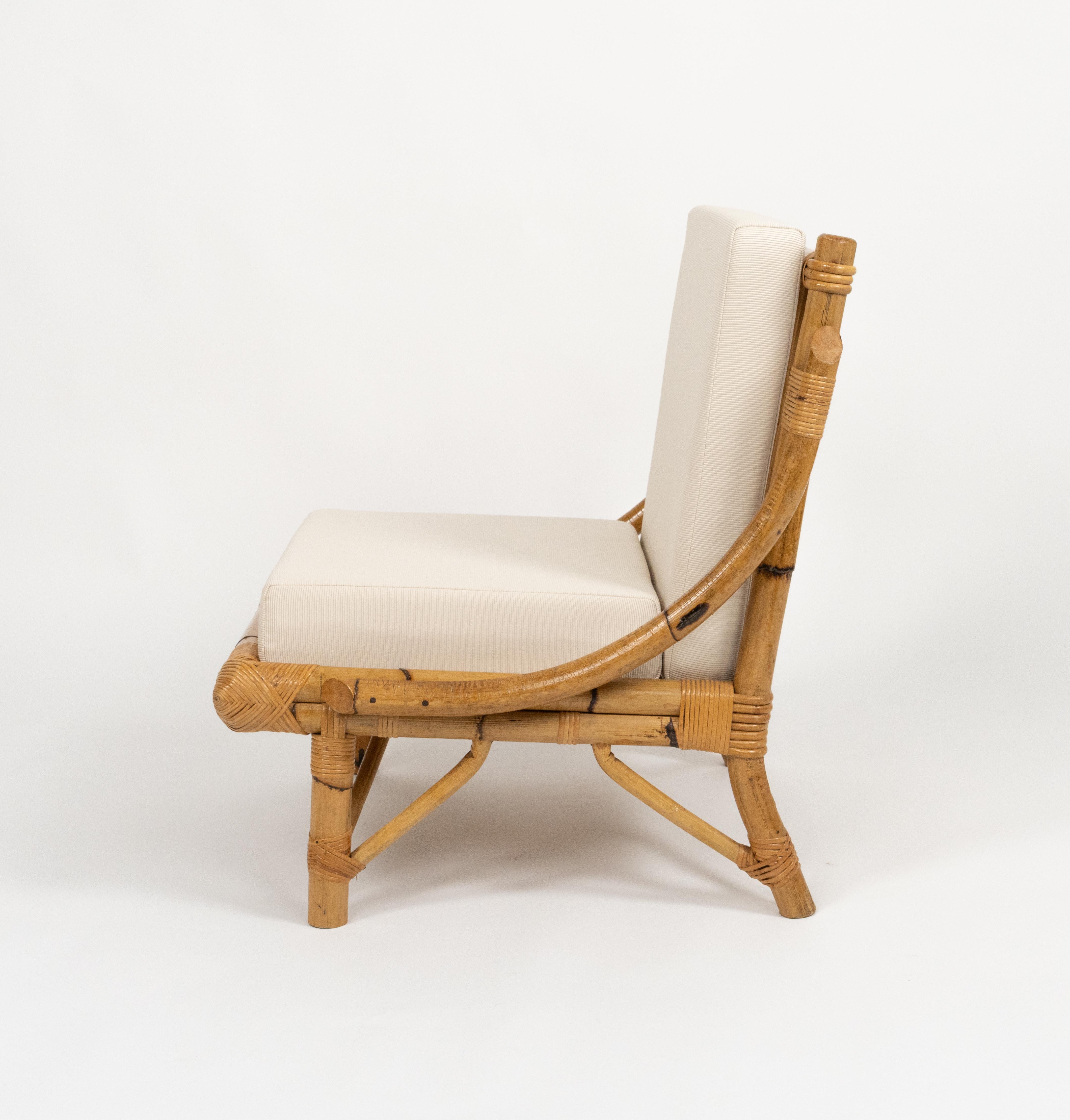 Coppia di poltrone in bambù e rattan del Medioevo in stile Vivai del Sud, Italia anni '70 in vendita 1