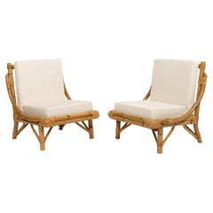 Paar Sessel aus Bambus und Rattan aus der Mitte des Jahrhunderts im Vivai Del Sud-Stil, Italien 1970er Jahre