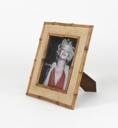 Midcentury Bamboo and Rattan Picture Frame, Italy 1970s