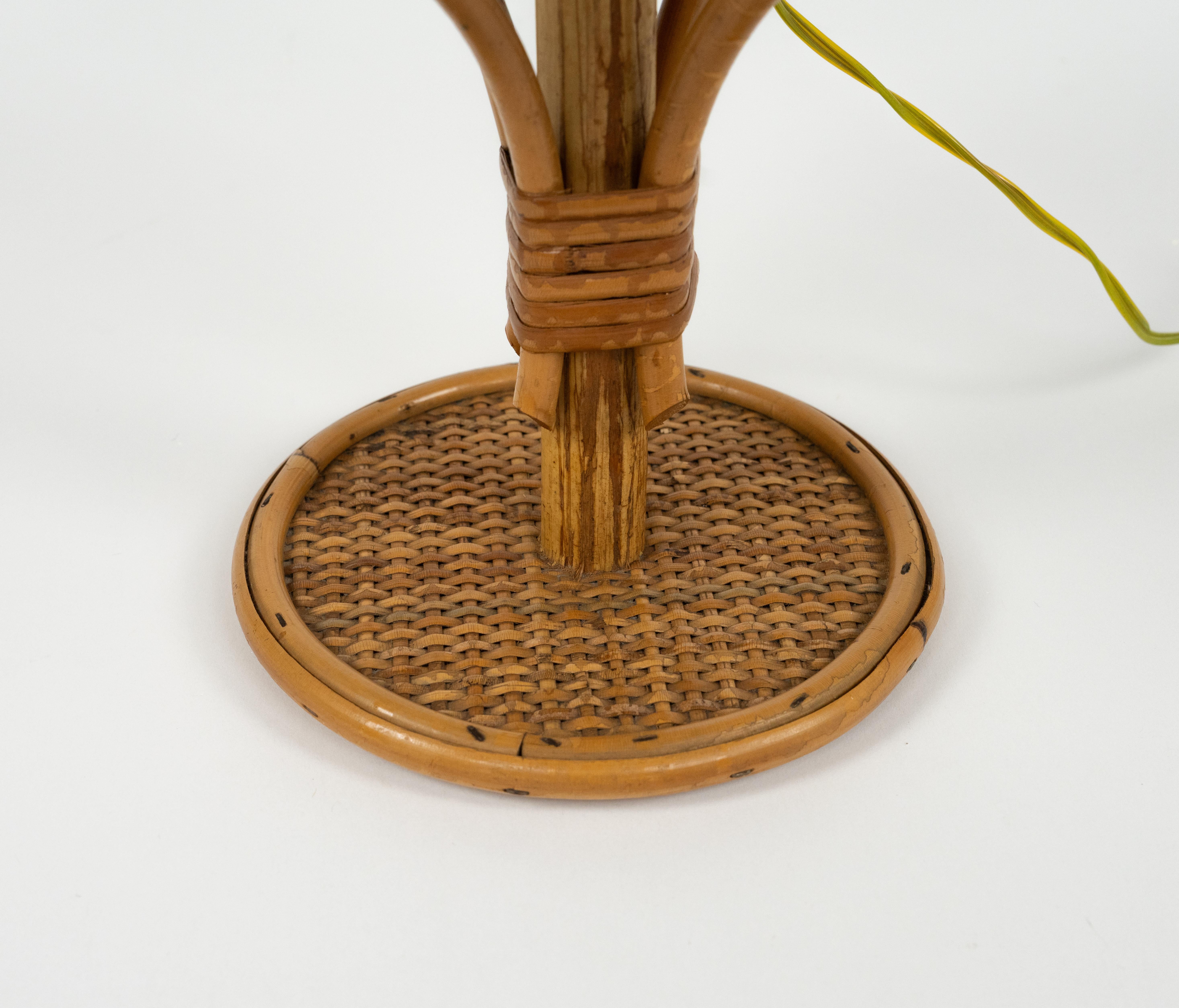 Midcentury Bamboo and Rattan Table Lamp attributed to Louis Sognot, Italy 1960s en venta 3