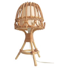 Midcentury Bamboo and Rattan Table Lamp, Italy, 1960s
