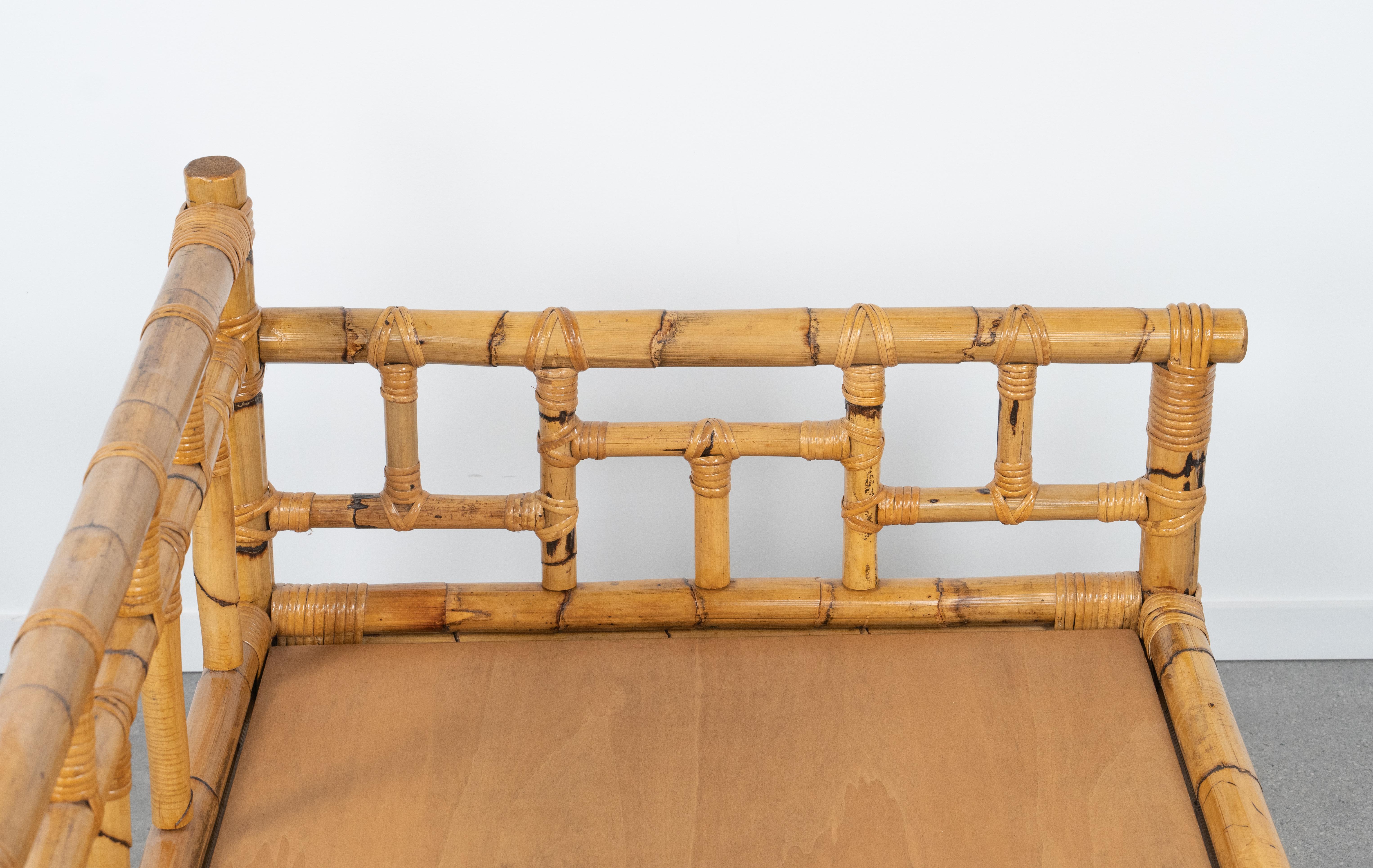 Midcentury Bamboo and Rattan Three-Seat Sofa by Vivai Del Sud, Italy 1970s For Sale 8