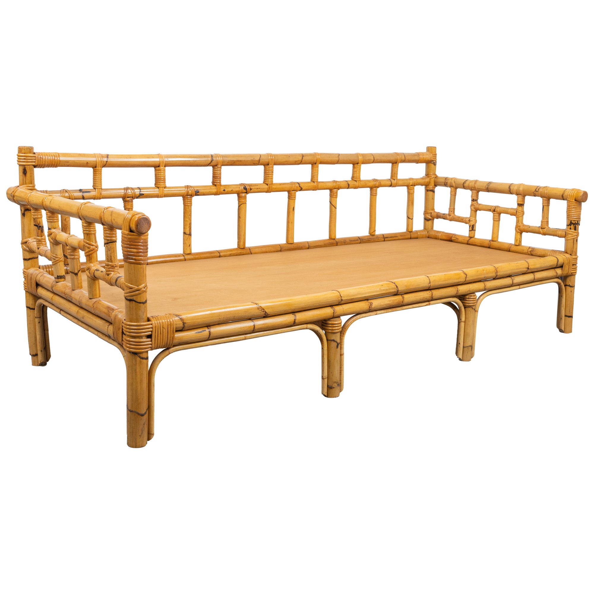 Midcentury Bamboo and Rattan Three-Seat Sofa by Vivai Del Sud, Italy 1970s