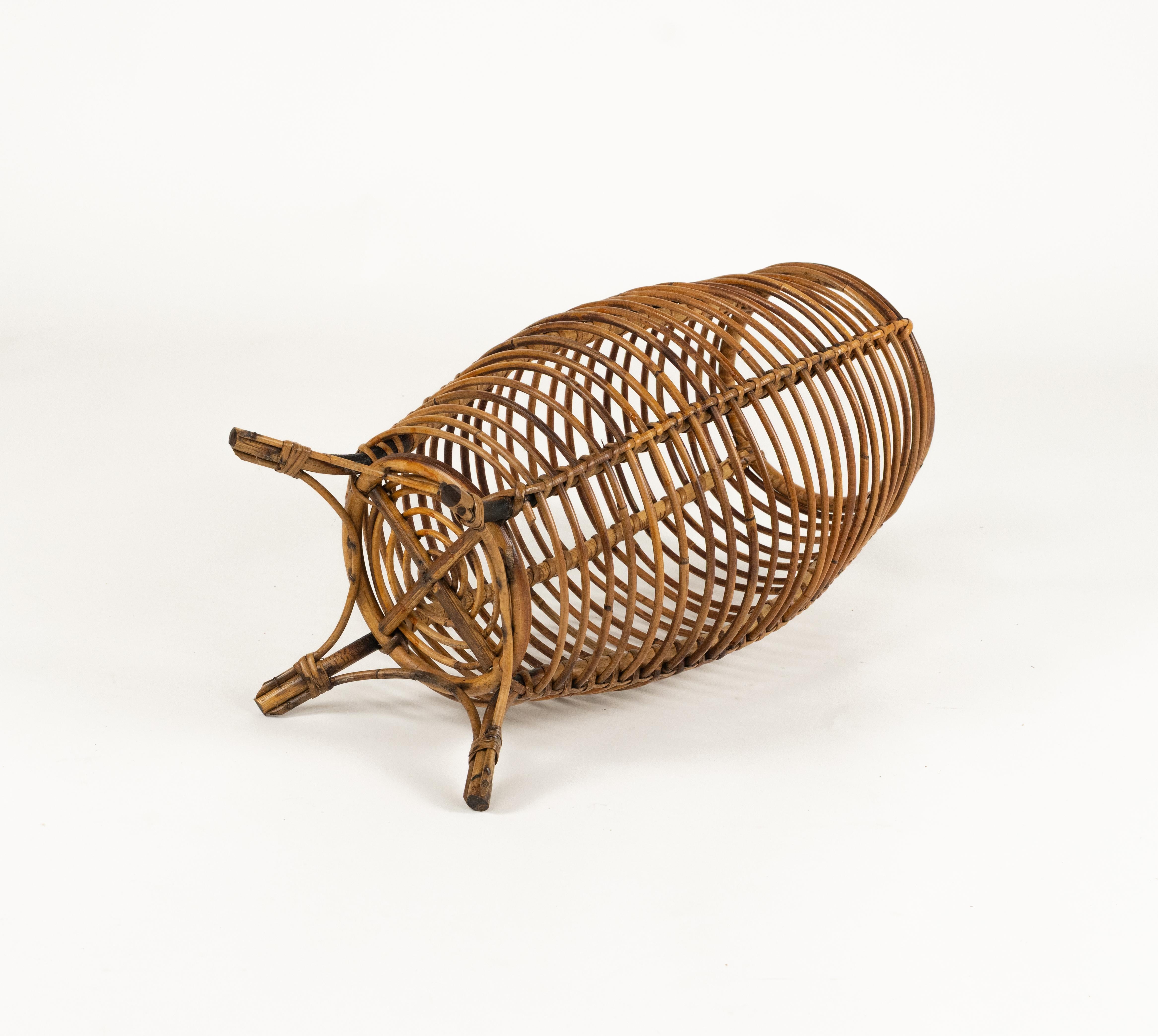 Porte-parapluies en bambou et rotin du milieu du siècle, style Franco Albini, Italie, années 1960 en vente 2