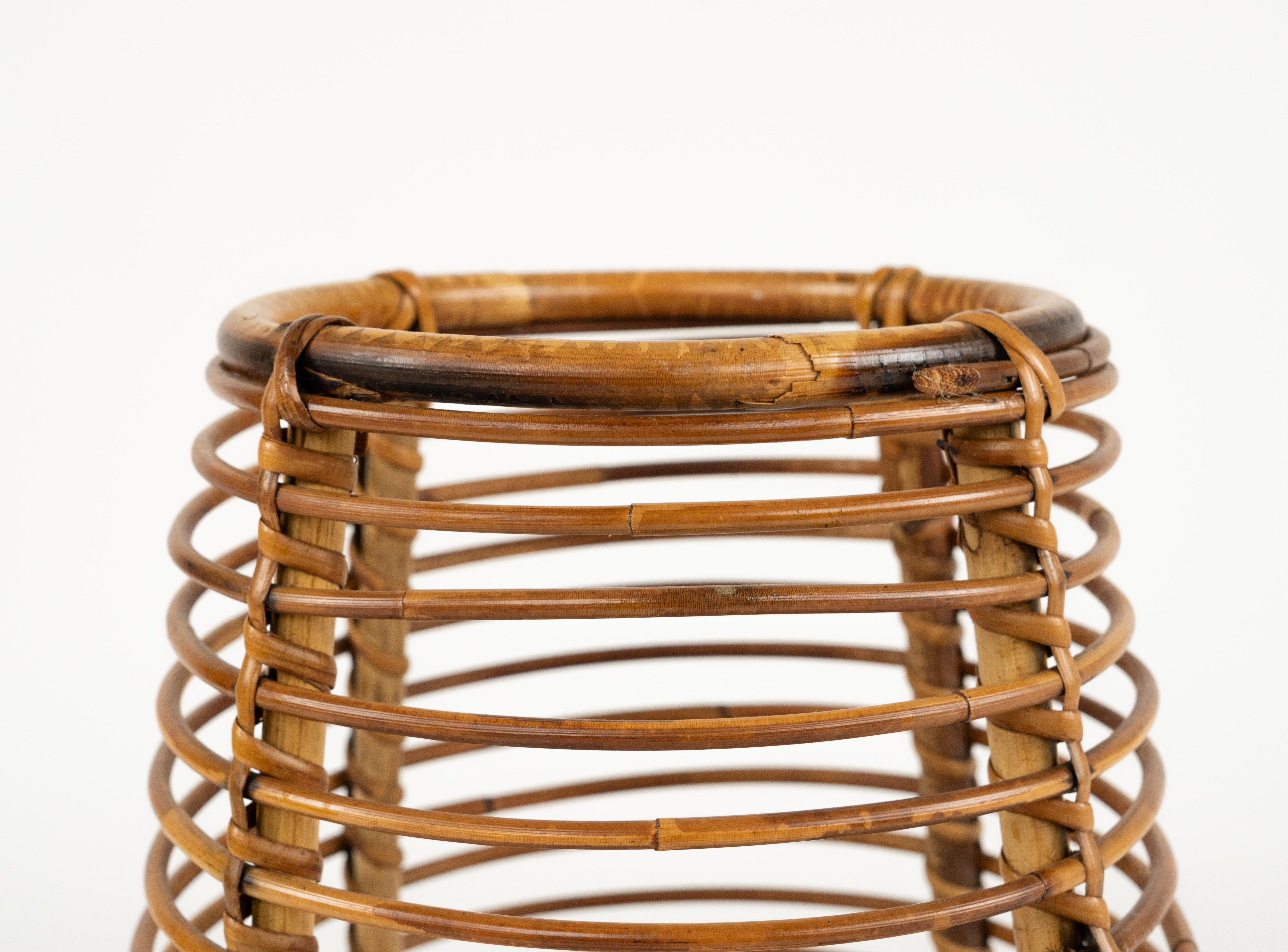 Milieu du XXe siècle Porte-parapluies en bambou et rotin du milieu du siècle, style Franco Albini, Italie, années 1960 en vente