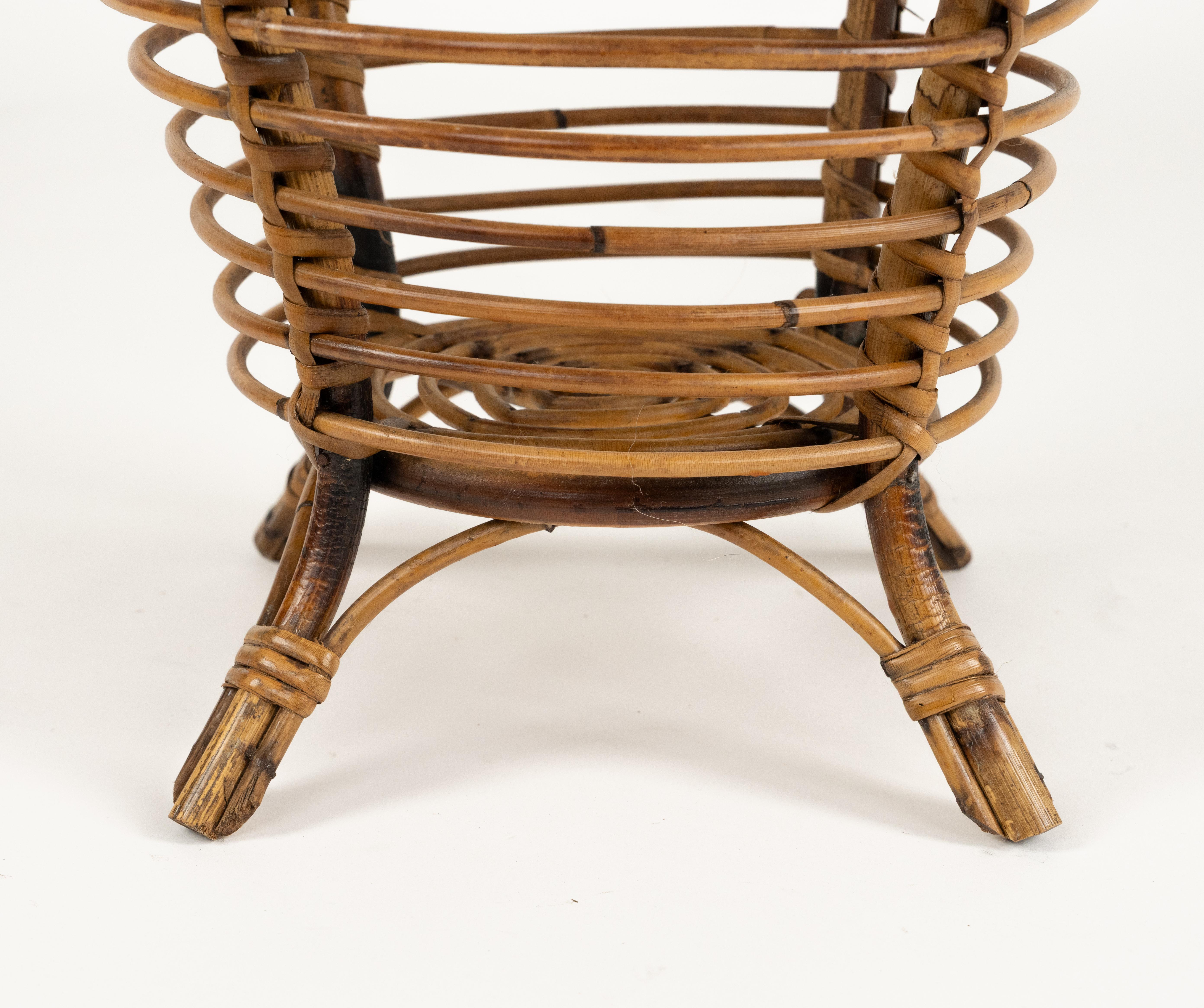 Bambou Porte-parapluies en bambou et rotin du milieu du siècle, style Franco Albini, Italie, années 1960 en vente