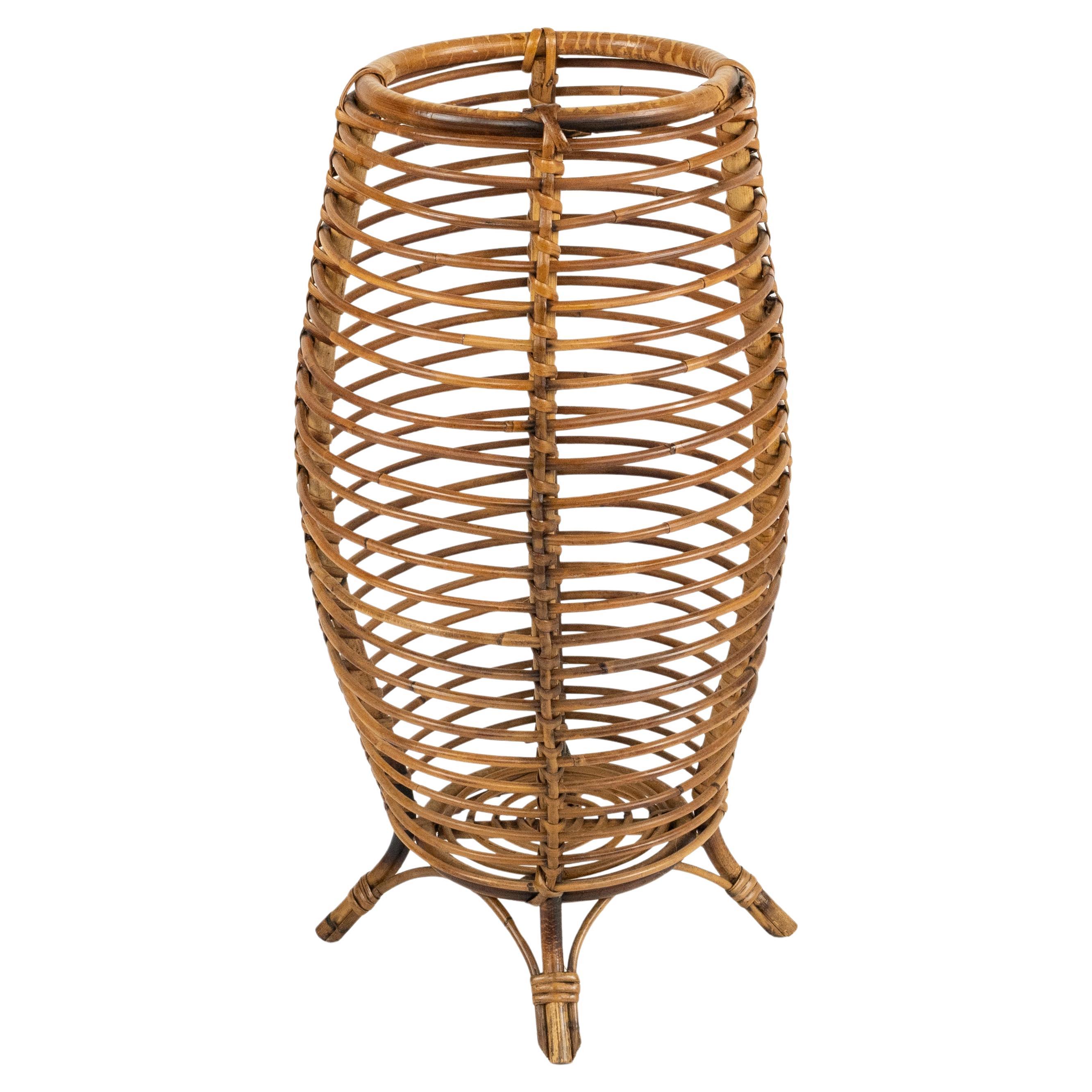Porte-parapluies en bambou et rotin du milieu du siècle, style Franco Albini, Italie, années 1960 en vente