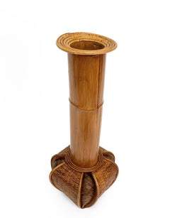 Midcentury Bamboo and Rattan Vase, Italy, 1970s