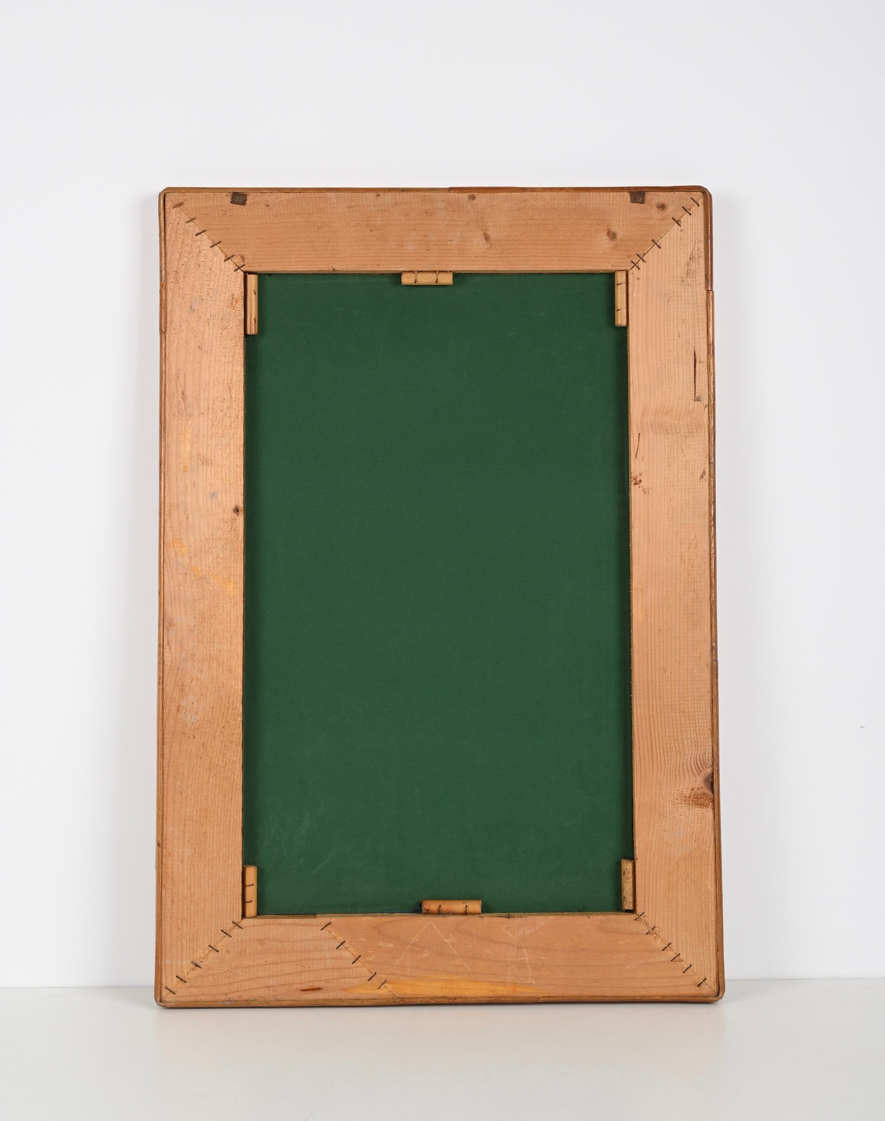 Midcentury Bamboo and Woven Wicker Framed Rectangular Italian Mirror, 1970s 11