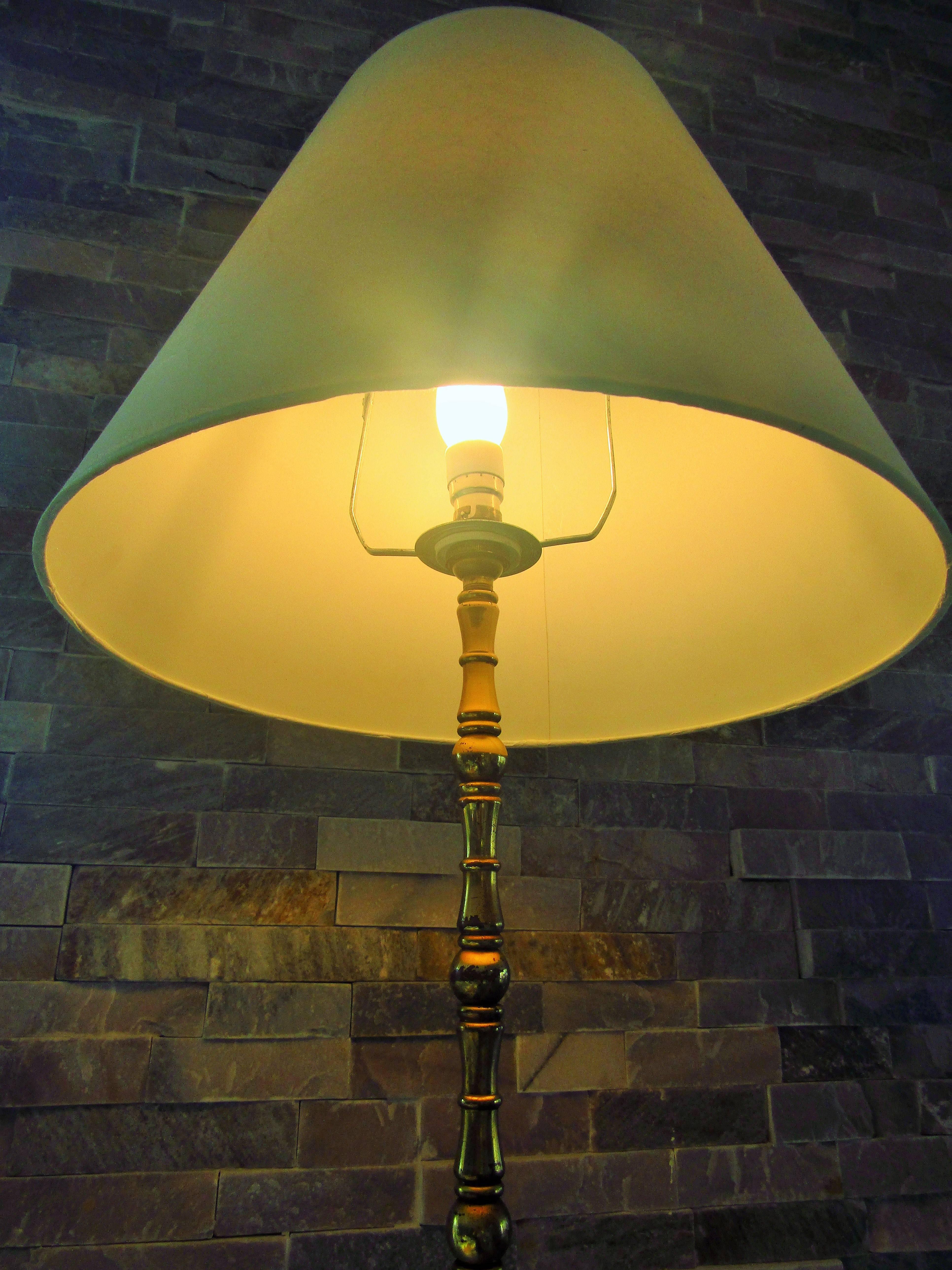 Mid-Century Modern Midcentury Bamboo Brass Floor Lamp Maison Bagues, France, 1950s For Sale