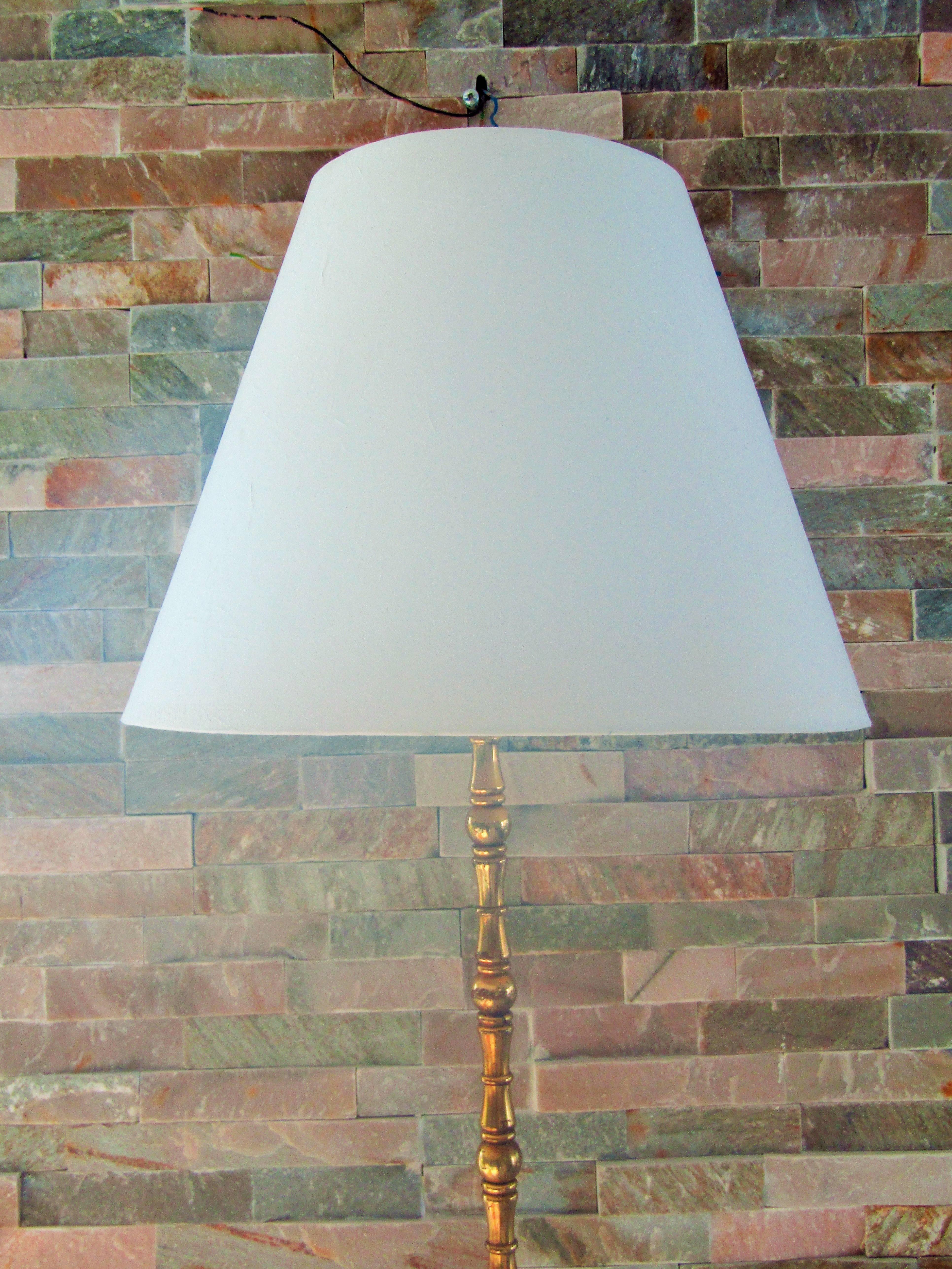 Midcentury Bamboo Brass Floor Lamp Maison Bagues, France, 1950s For Sale 1