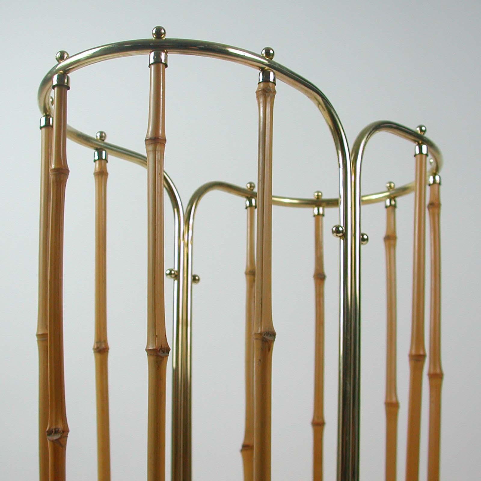 Midcentury Bamboo and Brass Umbrella Stand, Austria, 1950s For Sale 6