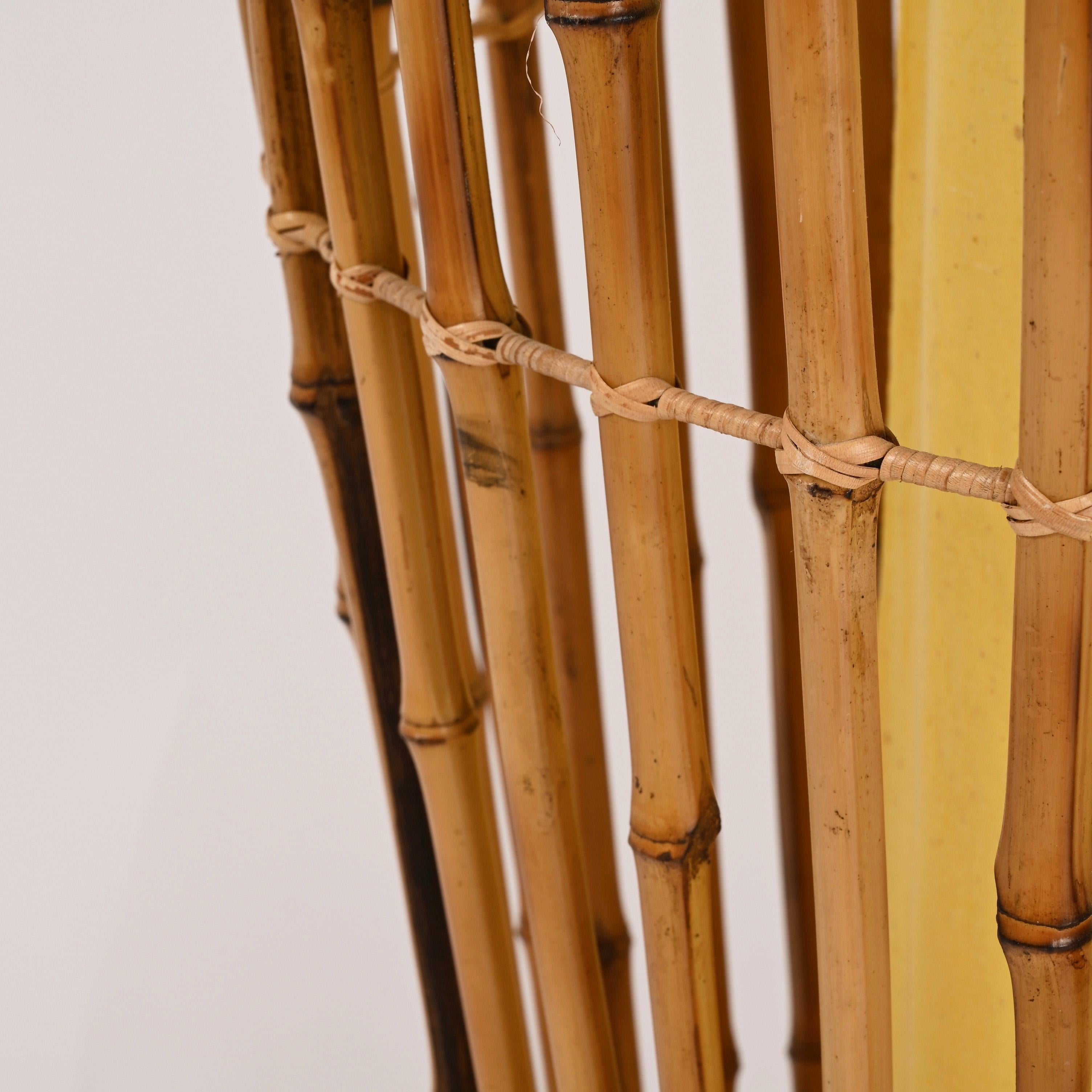 Midcentury Bamboo Cane and Rattan Italian Floor Lamp after Franco Albini, 1970s 8