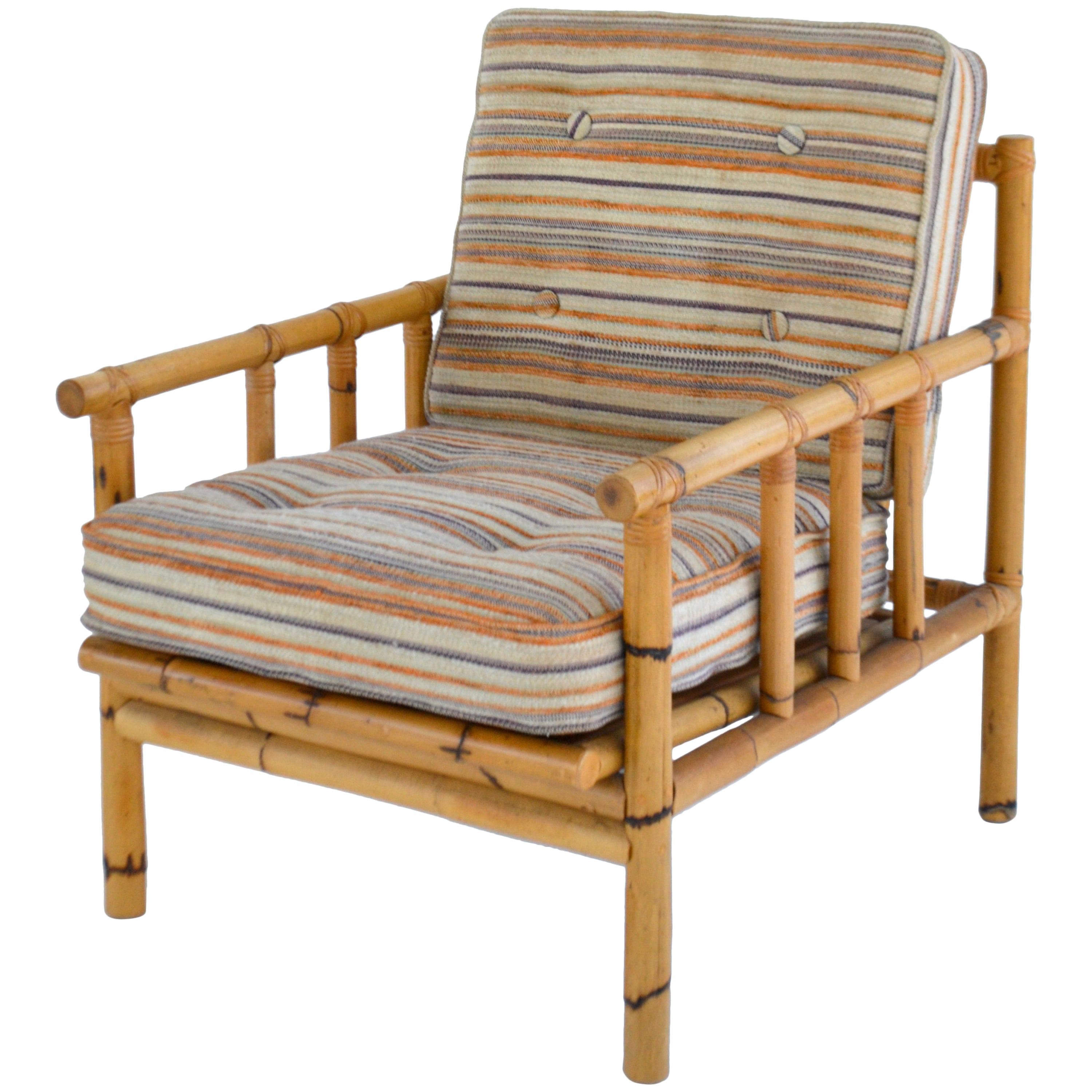 Midcentury Bamboo Club Chair For Sale