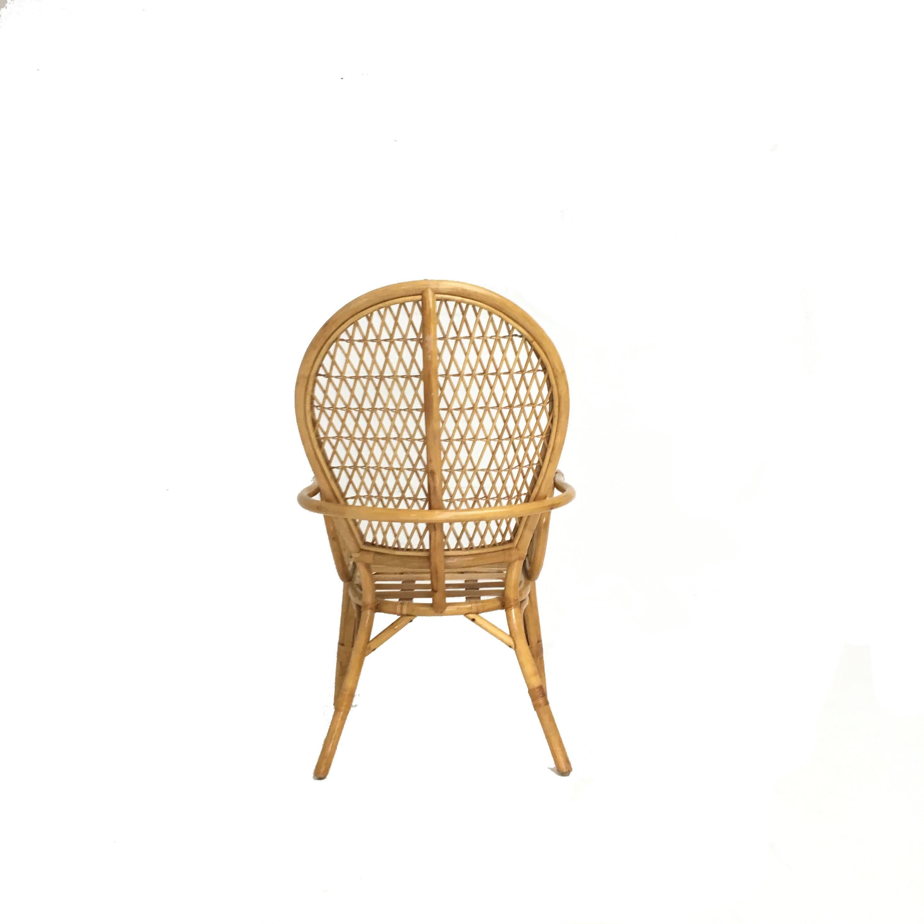 Midcentury Bamboo Fanback Peacock Chair In Good Condition For Sale In New Hyde Park, NY