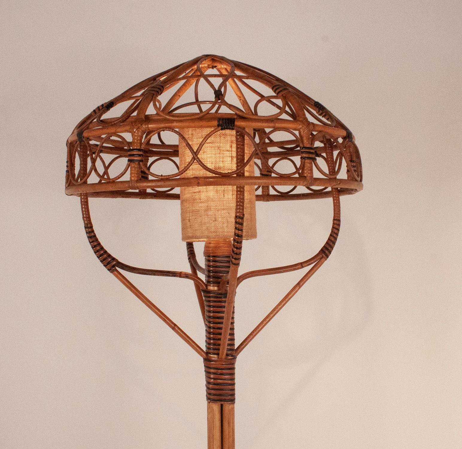 Mid-Century Modern Mid-Century Bamboo Floor Lamp. Spain 1970