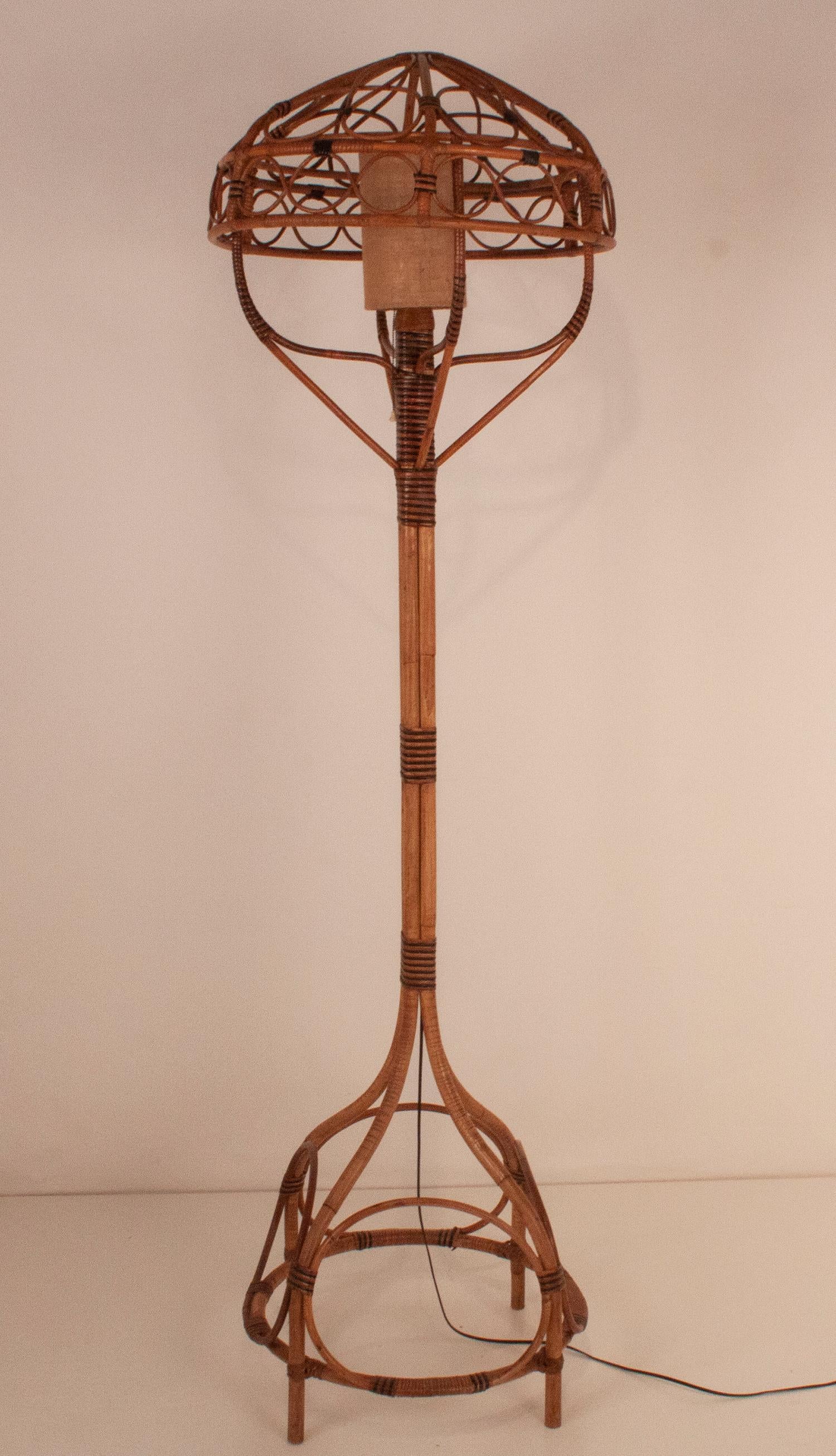 Mid-Century Bamboo Floor Lamp. Spain 1970 1