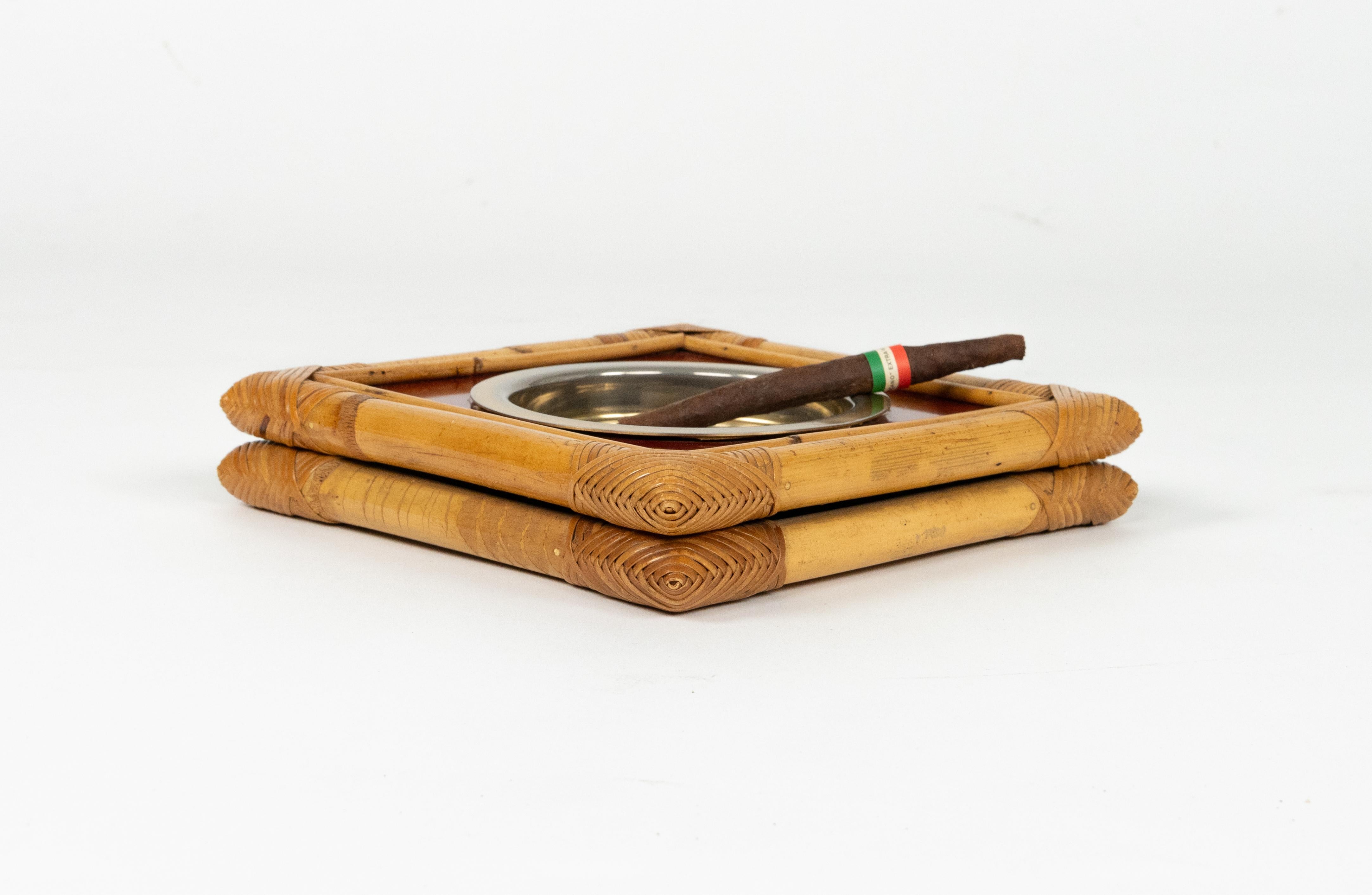 Aschenbecher aus Bambus, Rattan und Bakelit von Cesare Di Cesare, Italien, Mitte des 19. im Zustand „Gut“ im Angebot in Rome, IT