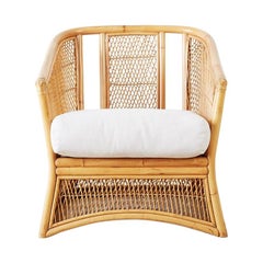 Midcentury Bamboo Rattan Wicker Lounge Chair