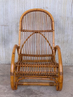 Midcentury Bamboo Rocking Chairs in the Style of Franco Albini, Italy