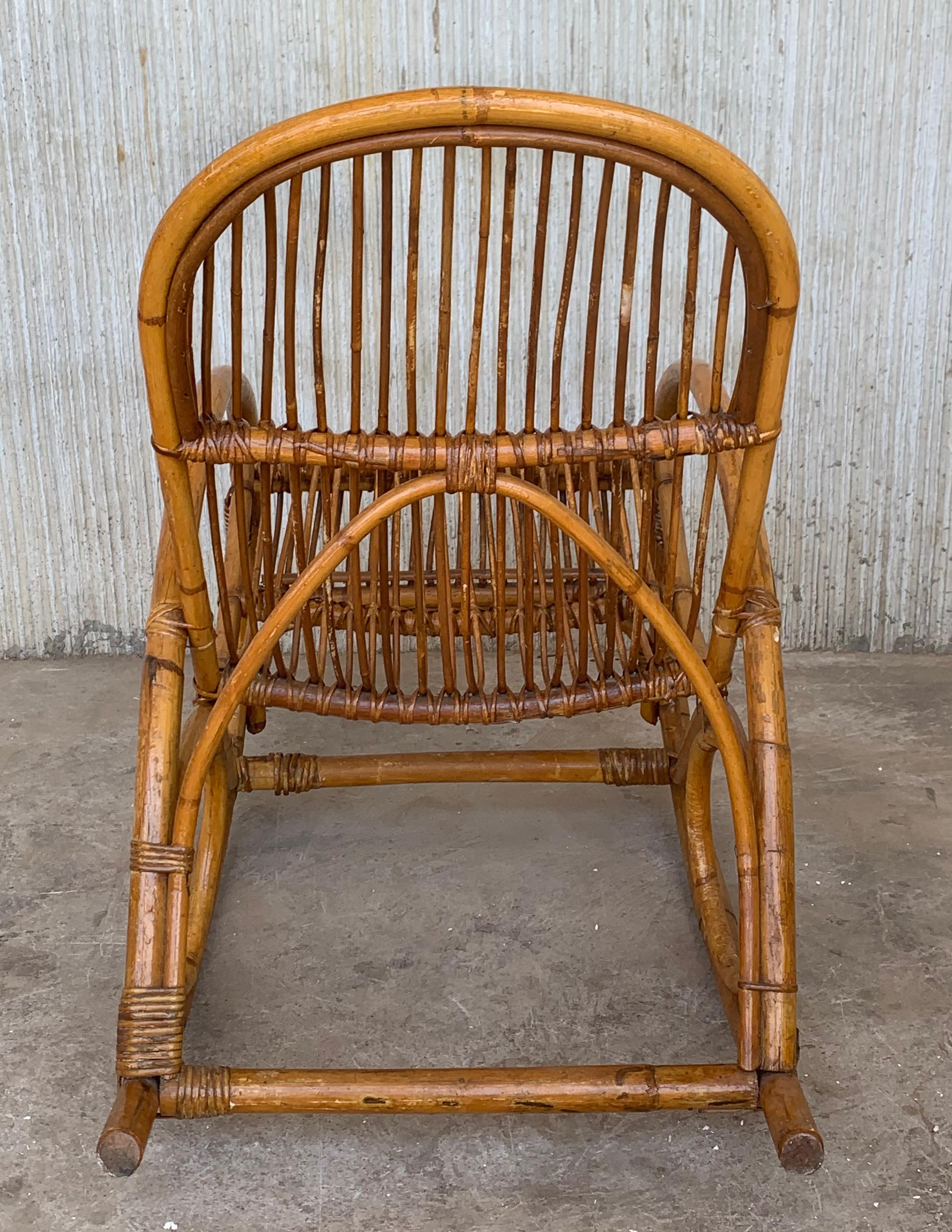 Midcentury Bamboo Rocking Chairs in the Style of Franco Albini, Italy For Sale 1