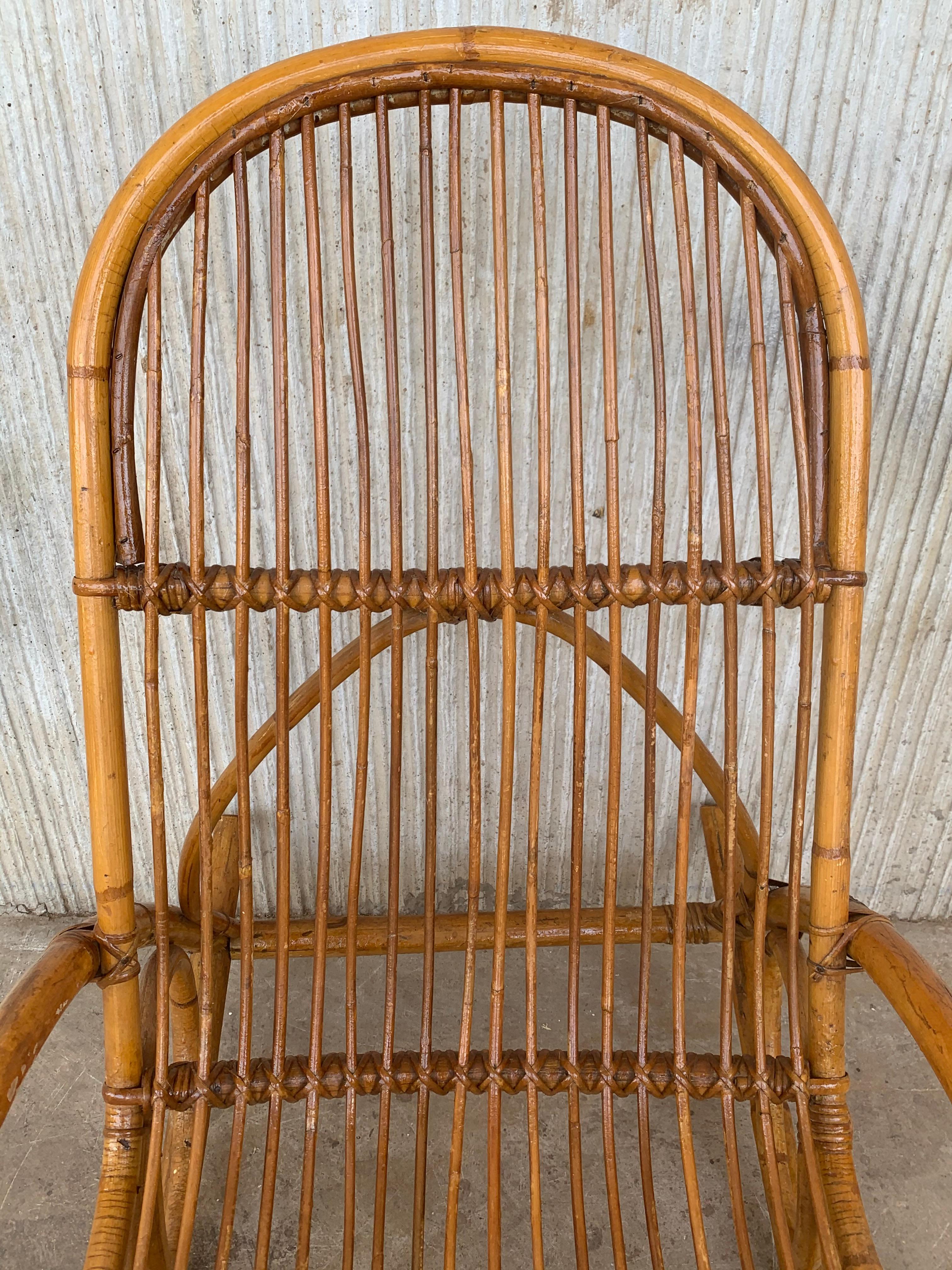 Midcentury Bamboo Rocking Chairs in the Style of Franco Albini, Italy For Sale 2