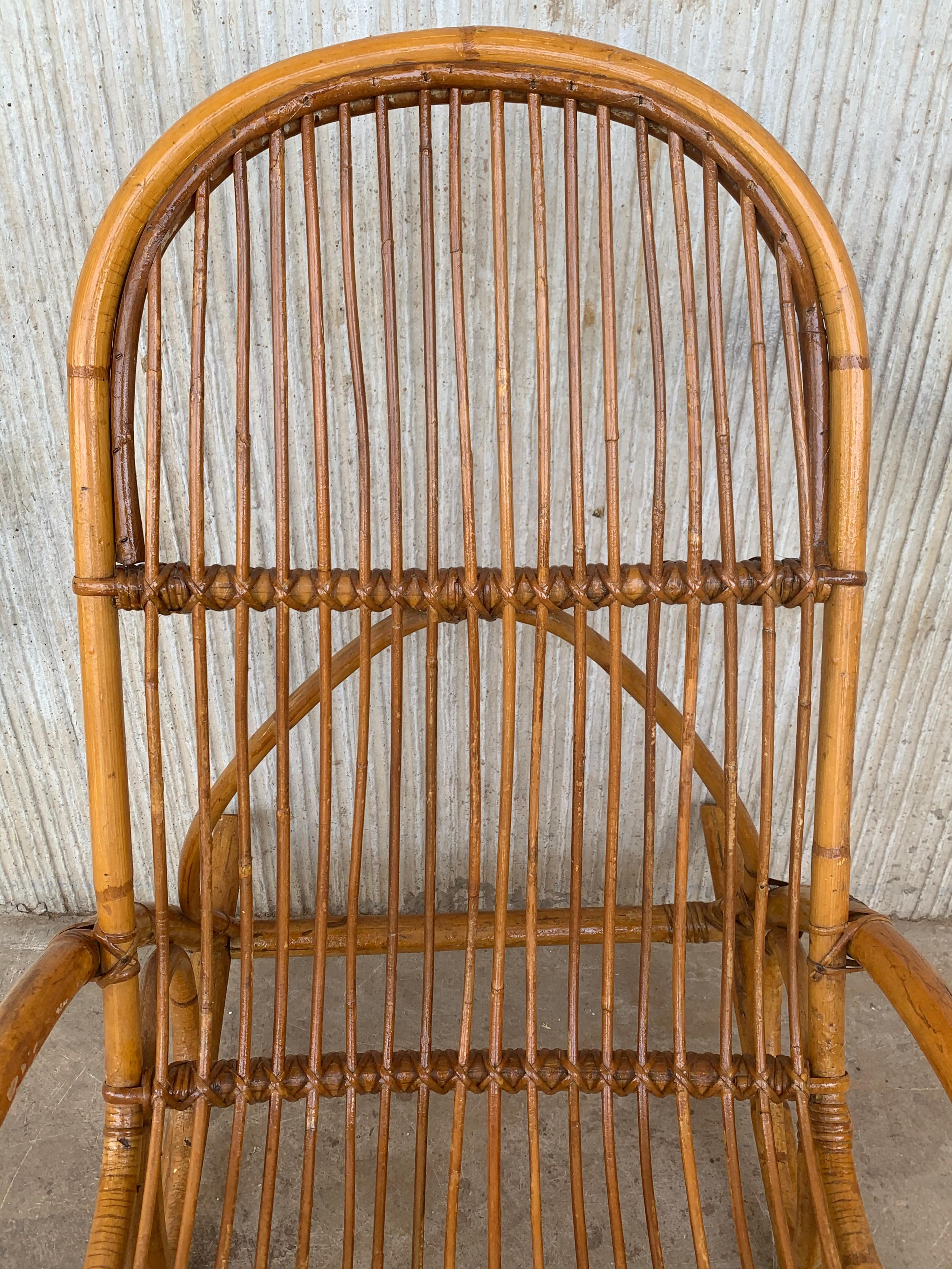 Bambù Sedie a dondolo in bambù del Medioevo nello stile di Franco Albini, Italia in vendita