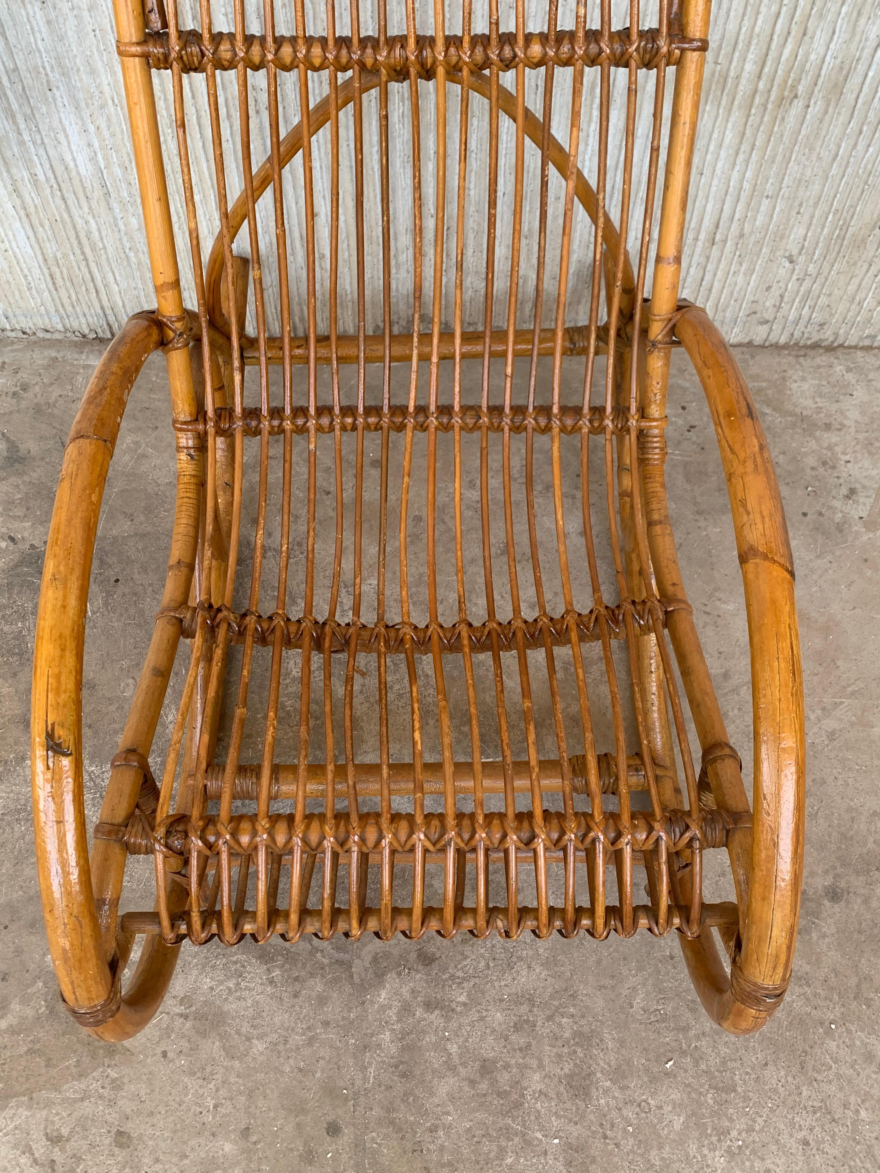 Midcentury Bamboo Rocking Chairs in the Style of Franco Albini, Italy For Sale 3