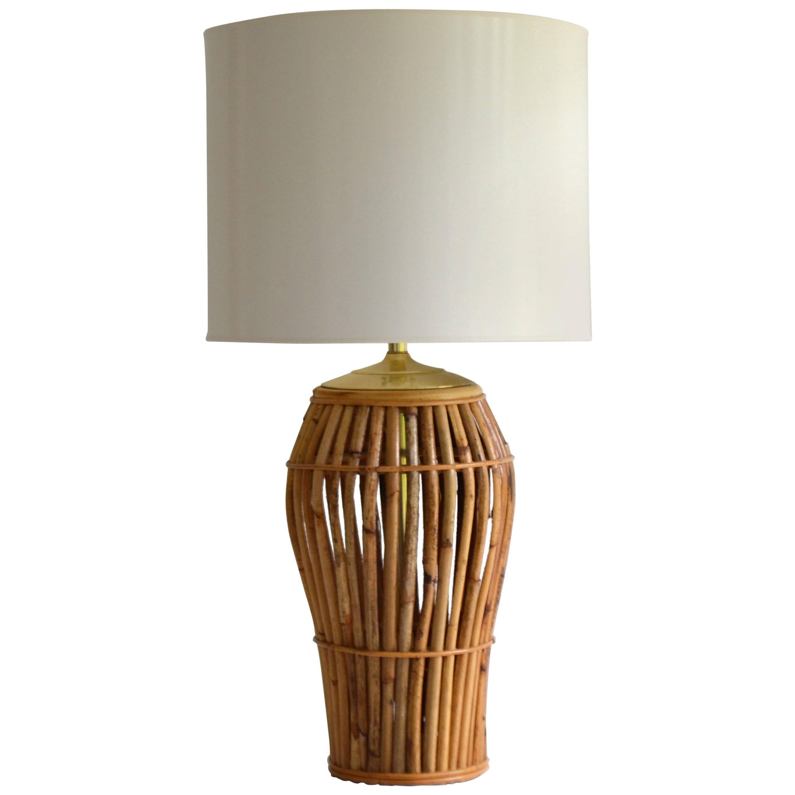 Midcentury Bamboo Table Lamp