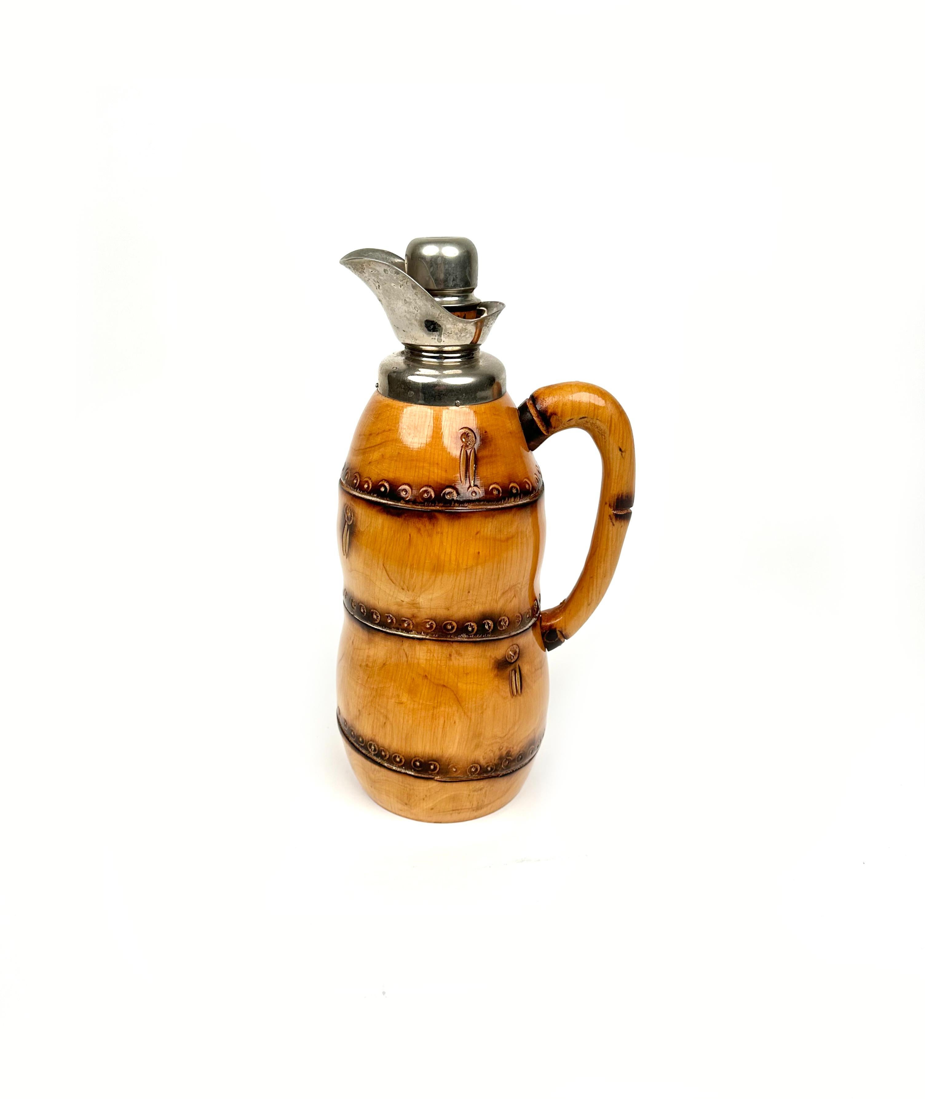 Mid-Century Modern Midcentury Bamboo Thermos Decanter Aldo Tura for Macabo, Italy, 1950s For Sale