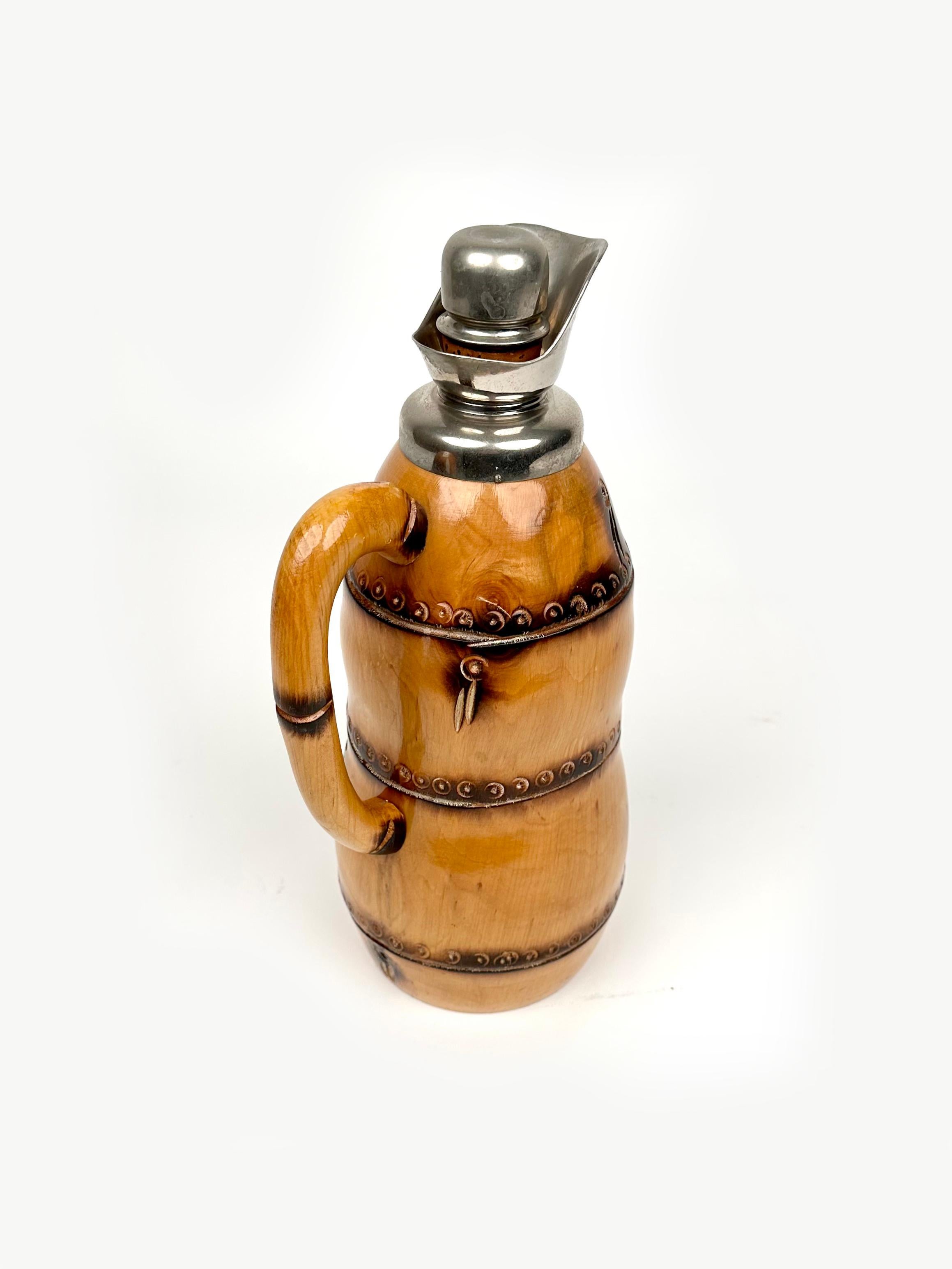 Italian Midcentury Bamboo Thermos Decanter Aldo Tura for Macabo, Italy, 1950s For Sale