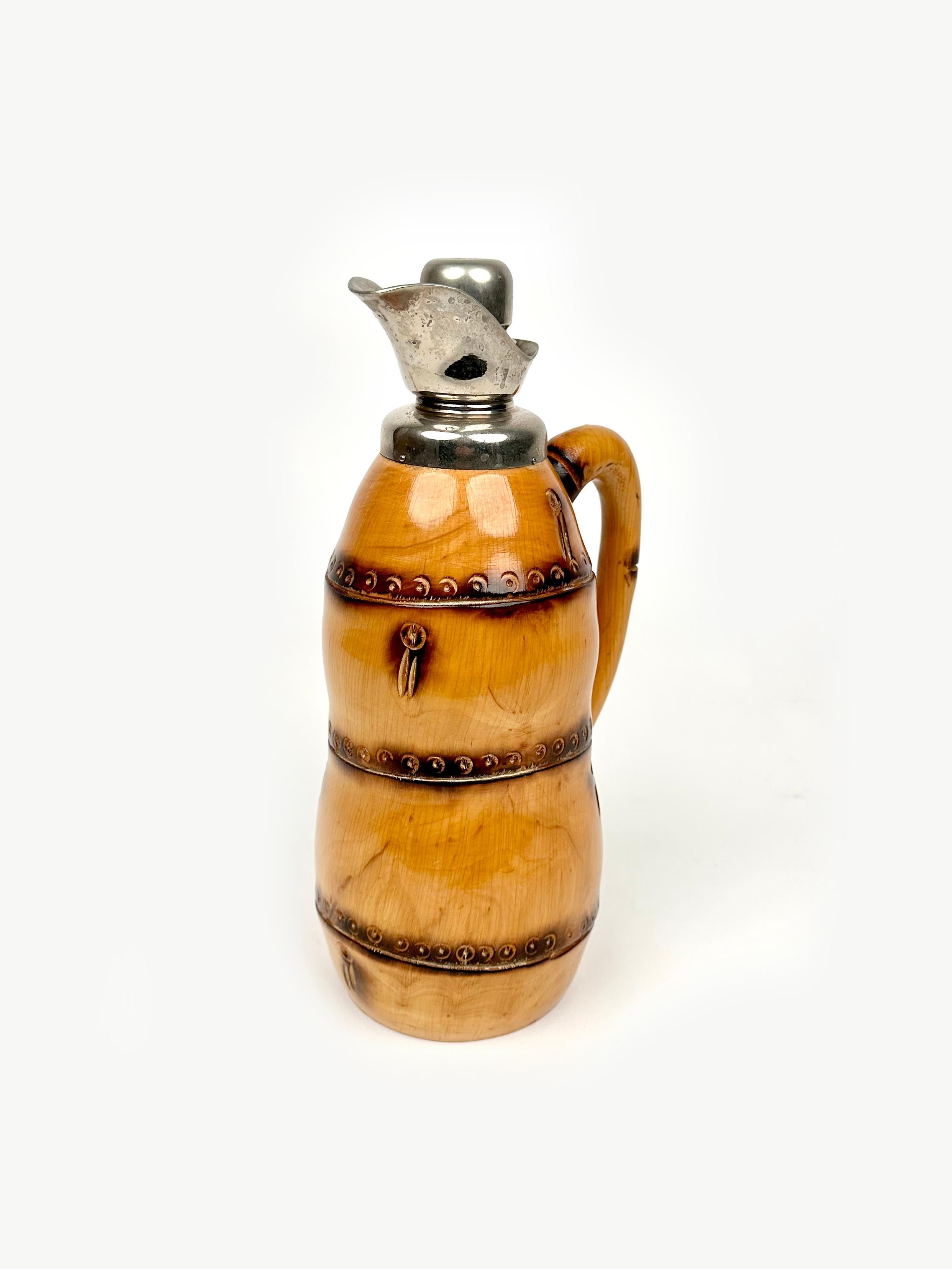 Midcentury Bamboo Thermos Decanter Aldo Tura for Macabo, Italy, 1950s In Good Condition For Sale In Rome, IT