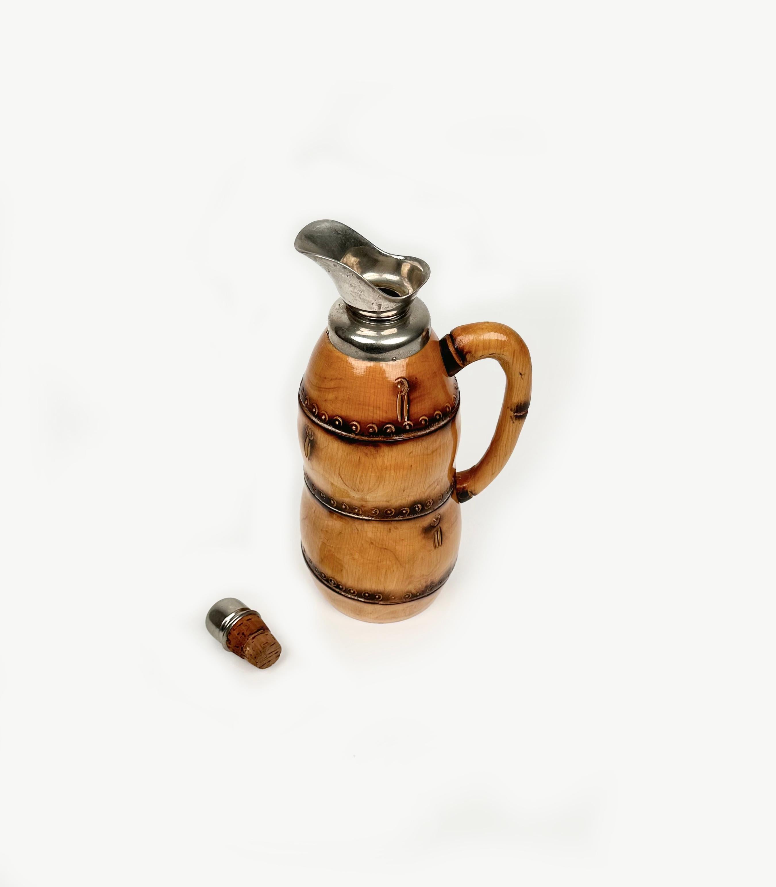 Mid-20th Century Midcentury Bamboo Thermos Decanter Aldo Tura for Macabo, Italy, 1950s For Sale