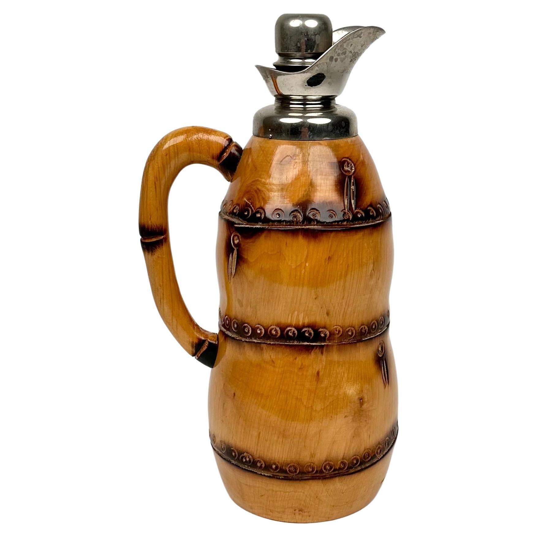 Midcentury Bamboo Thermos Decanter Aldo Tura for Macabo, Italy, 1950s For Sale