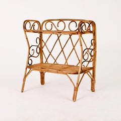 Midcentury Bamboo Two-Levels Italian Rectangular Coffe or Bedside Table, 1960s