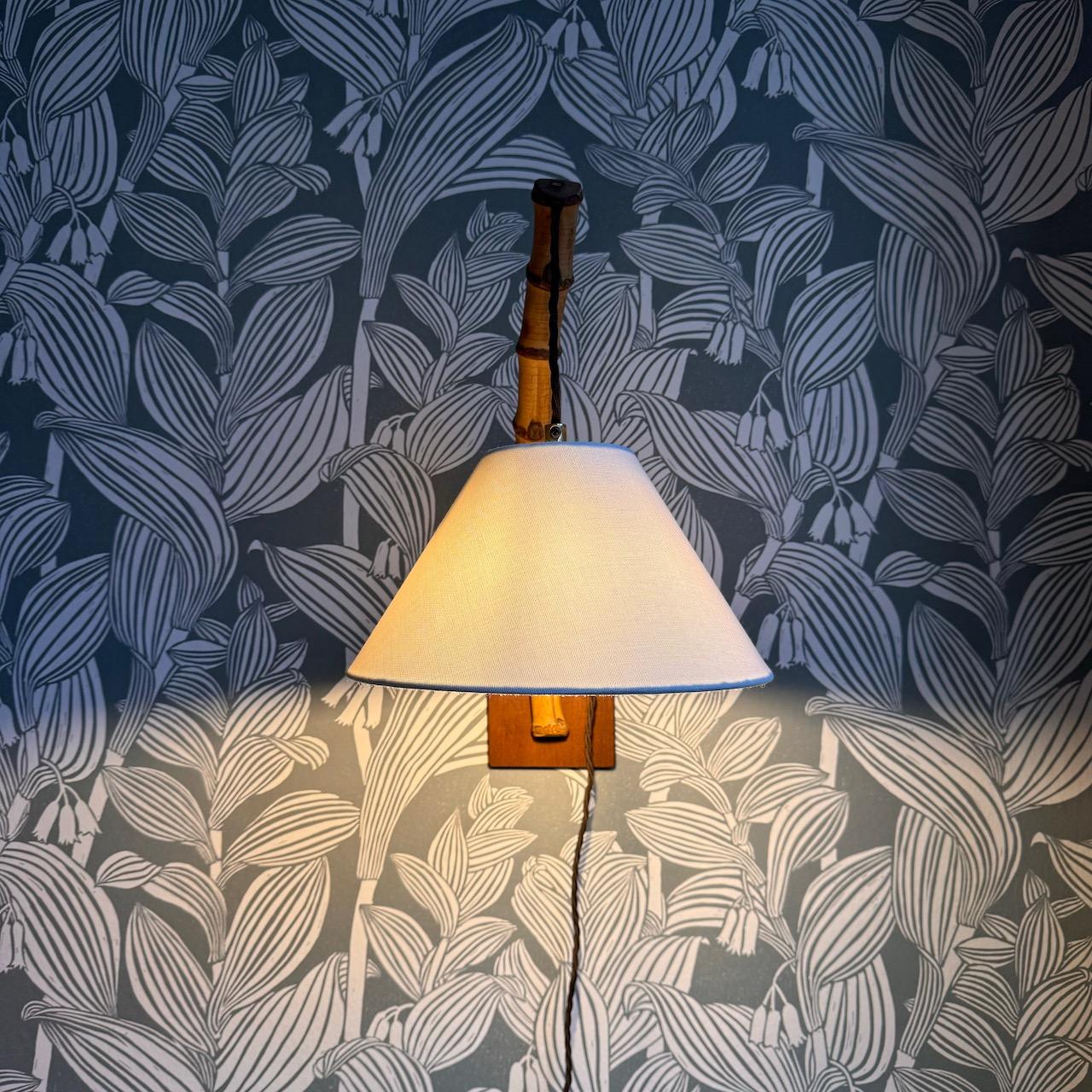 Danish Midcentury Bamboo Wall Light For Sale