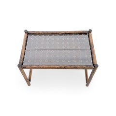 Mid-Century-Bambus-Couchtisch, Design-Beistelltisch, Glas, Vintage
