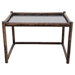 Mid-Century-Bambus-Couchtisch, Design-Beistelltisch, Glas, Vintage