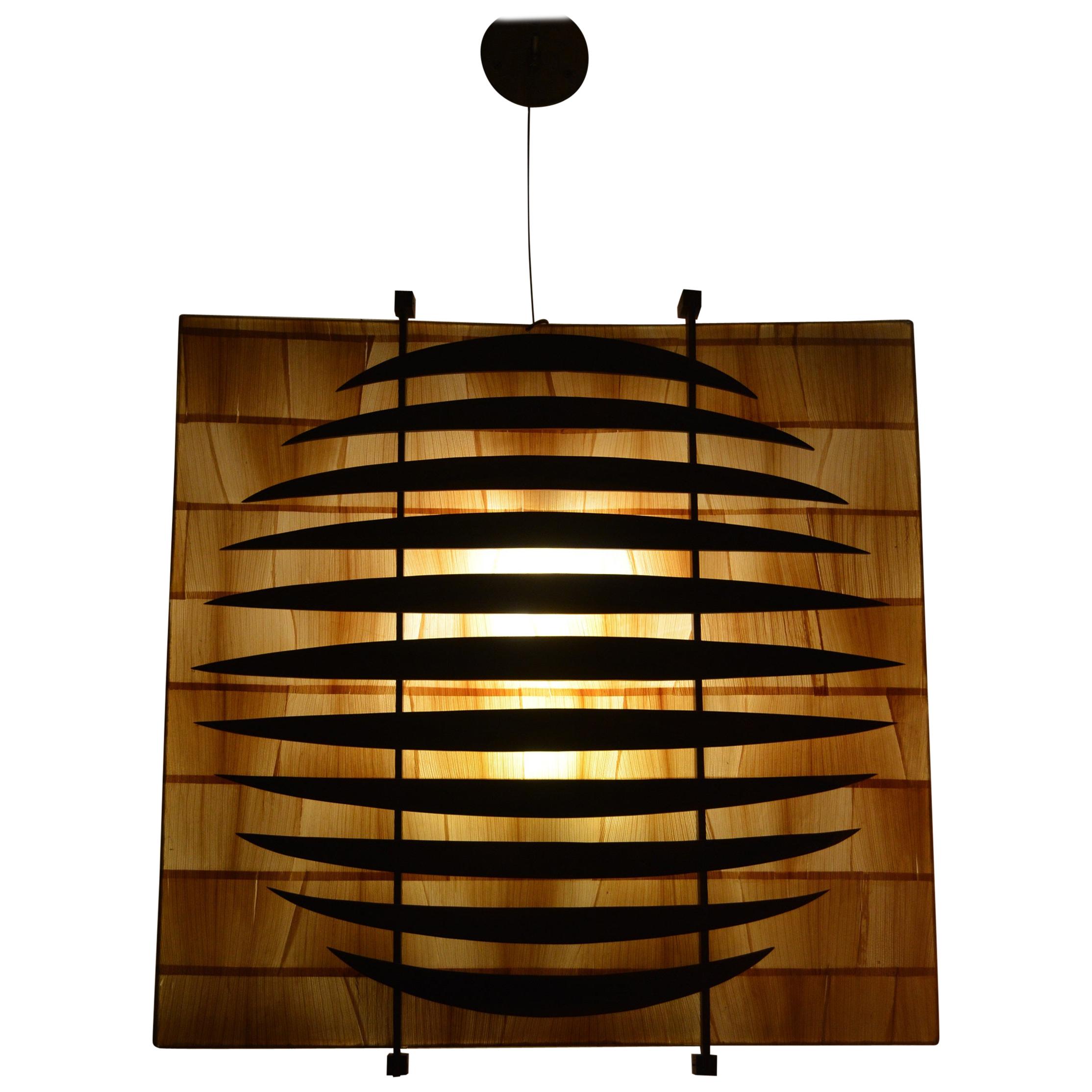 Midcentury Banana Leaves and Teak Wood Wall Light, 1970s For Sale