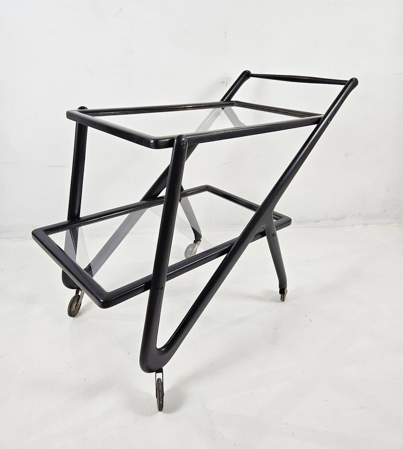 Midcentury Bar Cart by  Cesare Lacca Italy In Good Condition For Sale In Albano Laziale, Rome/Lazio