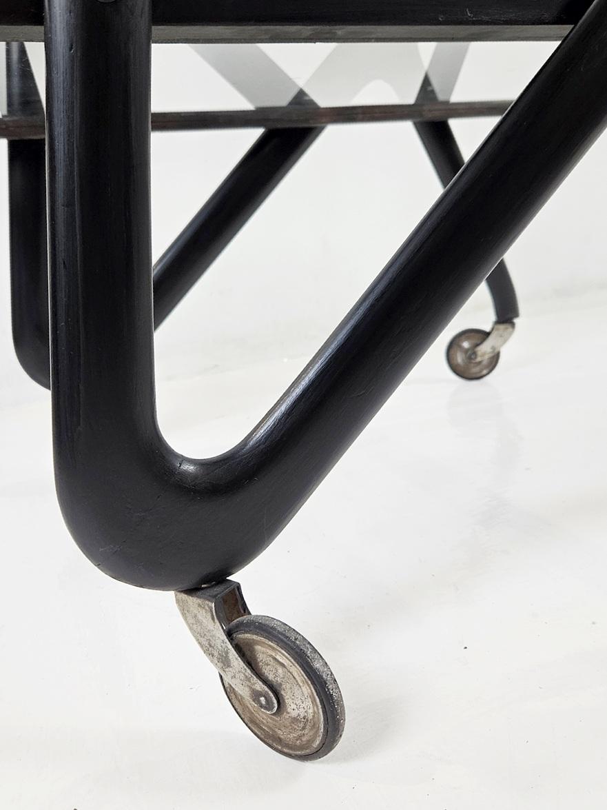 Glass Midcentury Bar Cart by  Cesare Lacca Italy For Sale